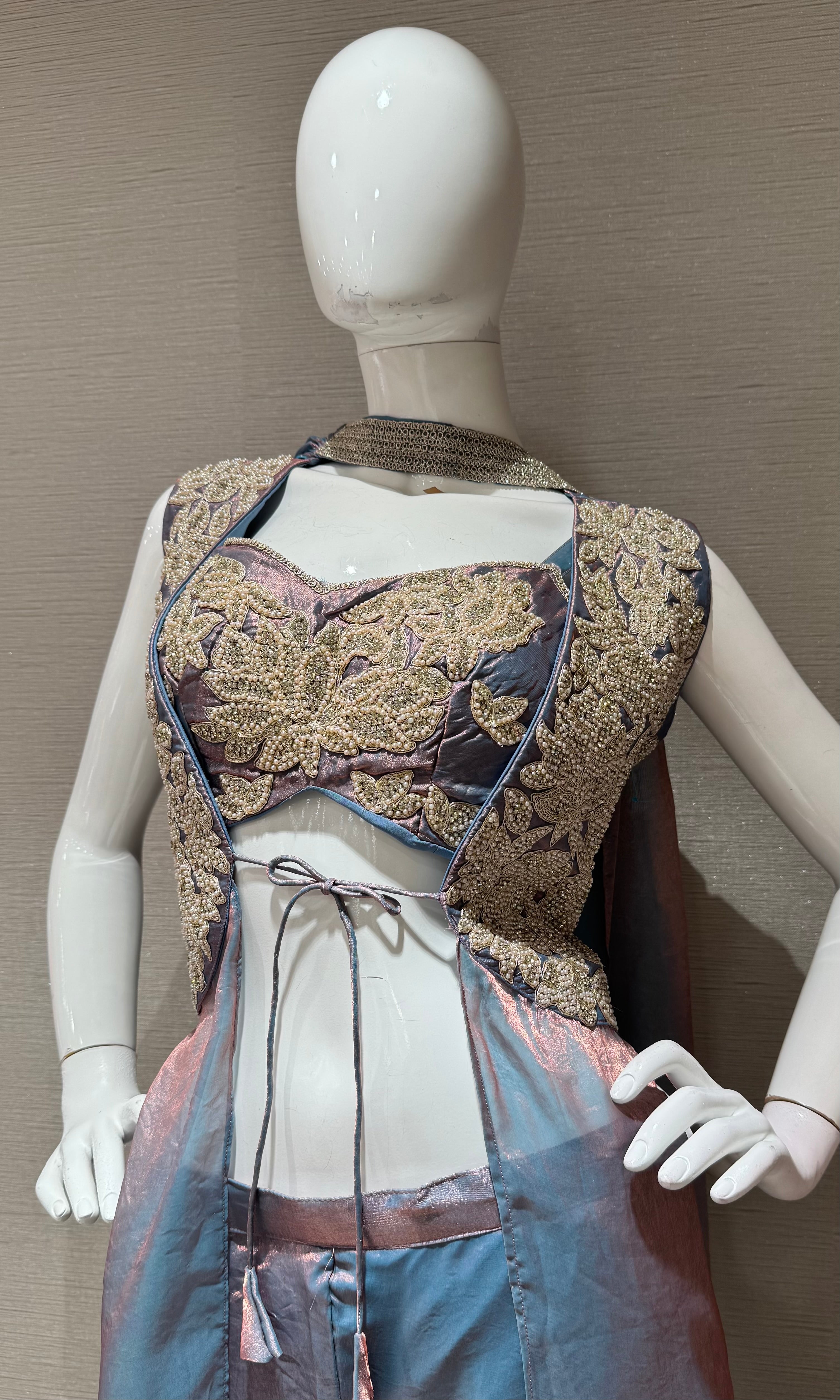 Lavander Embellished Crop Top & Palazzo Set