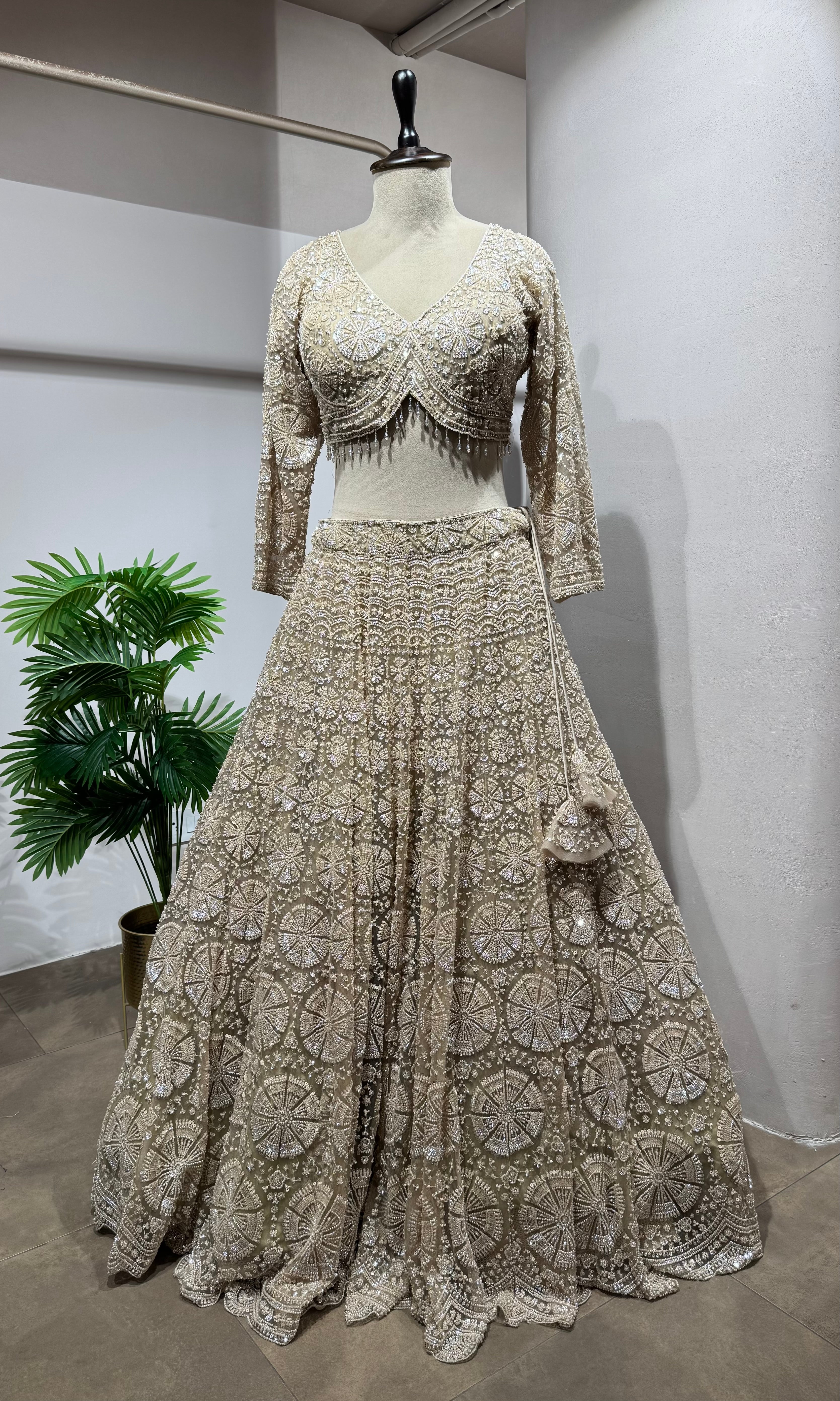CHIKOO gold lehenga with sequins embroidery