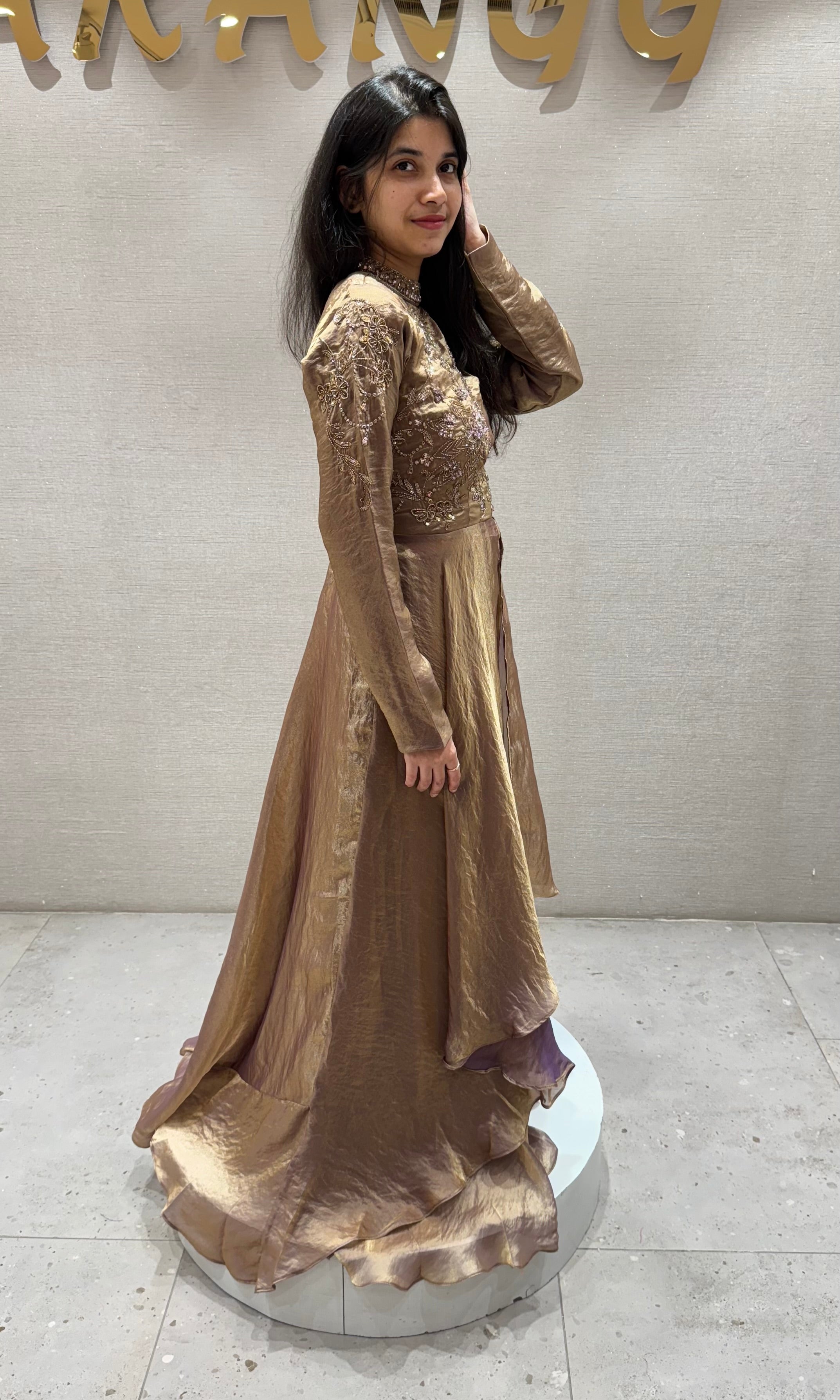 Gold EMBROIDERED ANARKALI SET