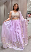 Lilac purple Lehenga with floral embossing