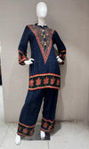 Navy blue intricate bordered cord set