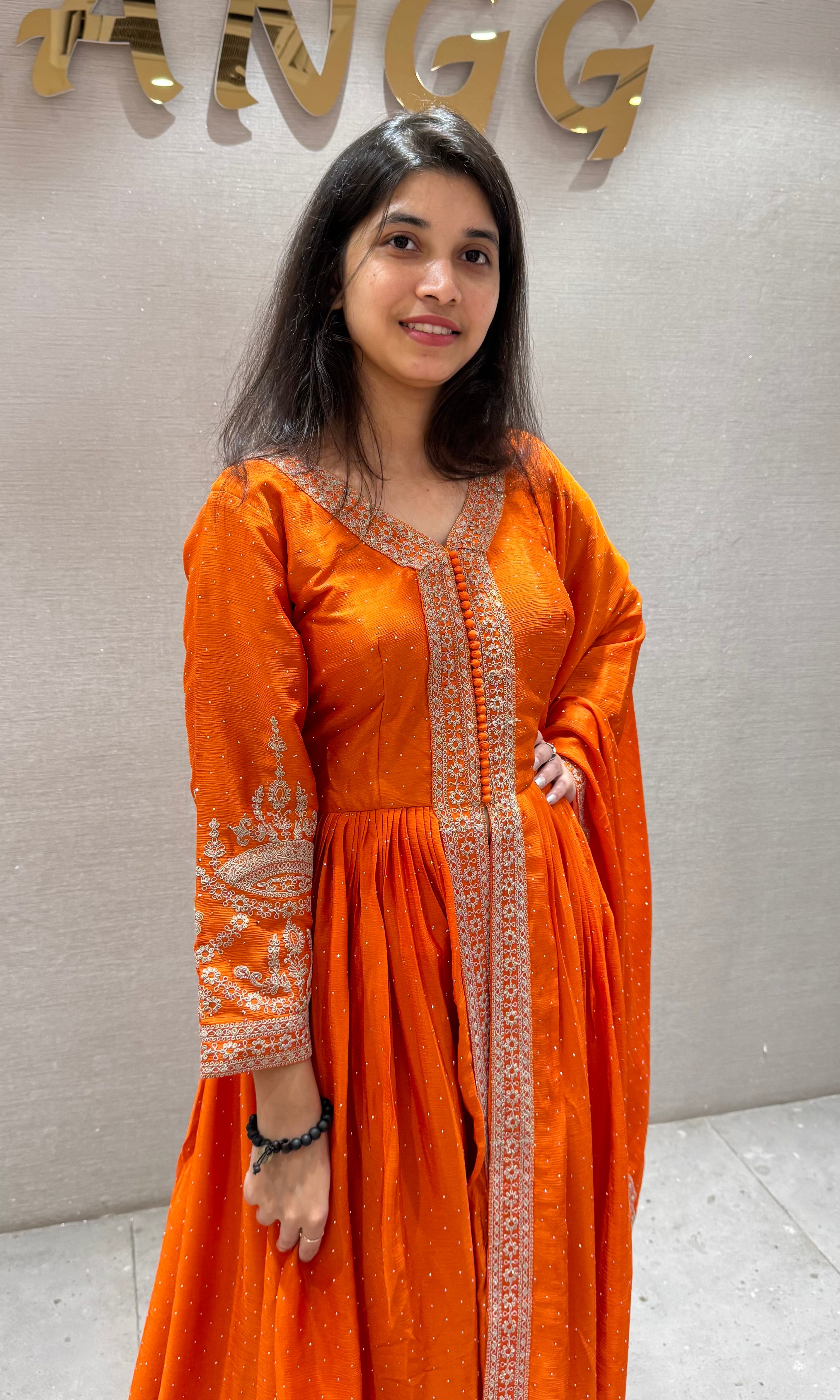 Rust GOLDEN GLOW EMBROIDERY ANARKALI