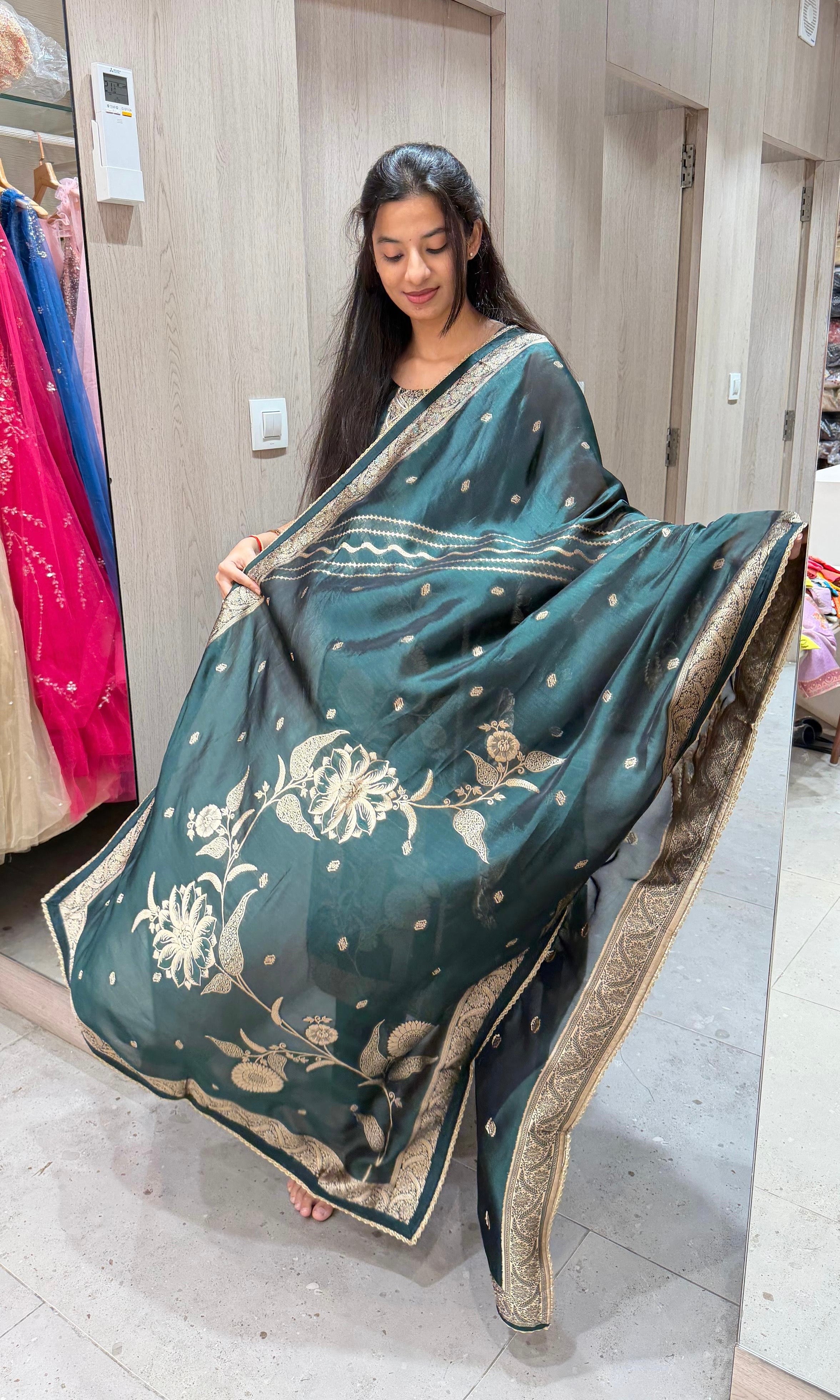 Bottle green GOLD EMBROIDERED kurta set