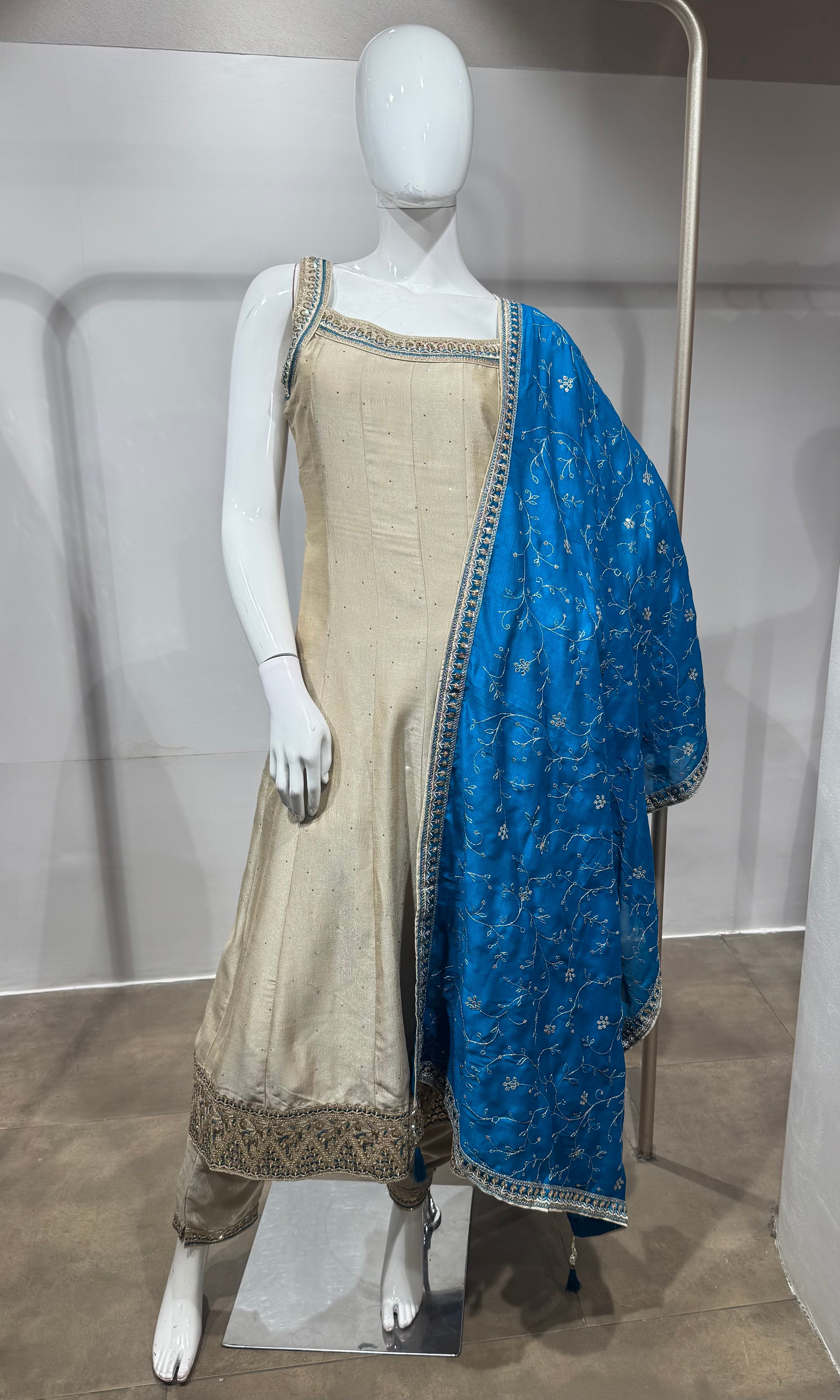 Rama Sequence Anarkali Suit with dupatta