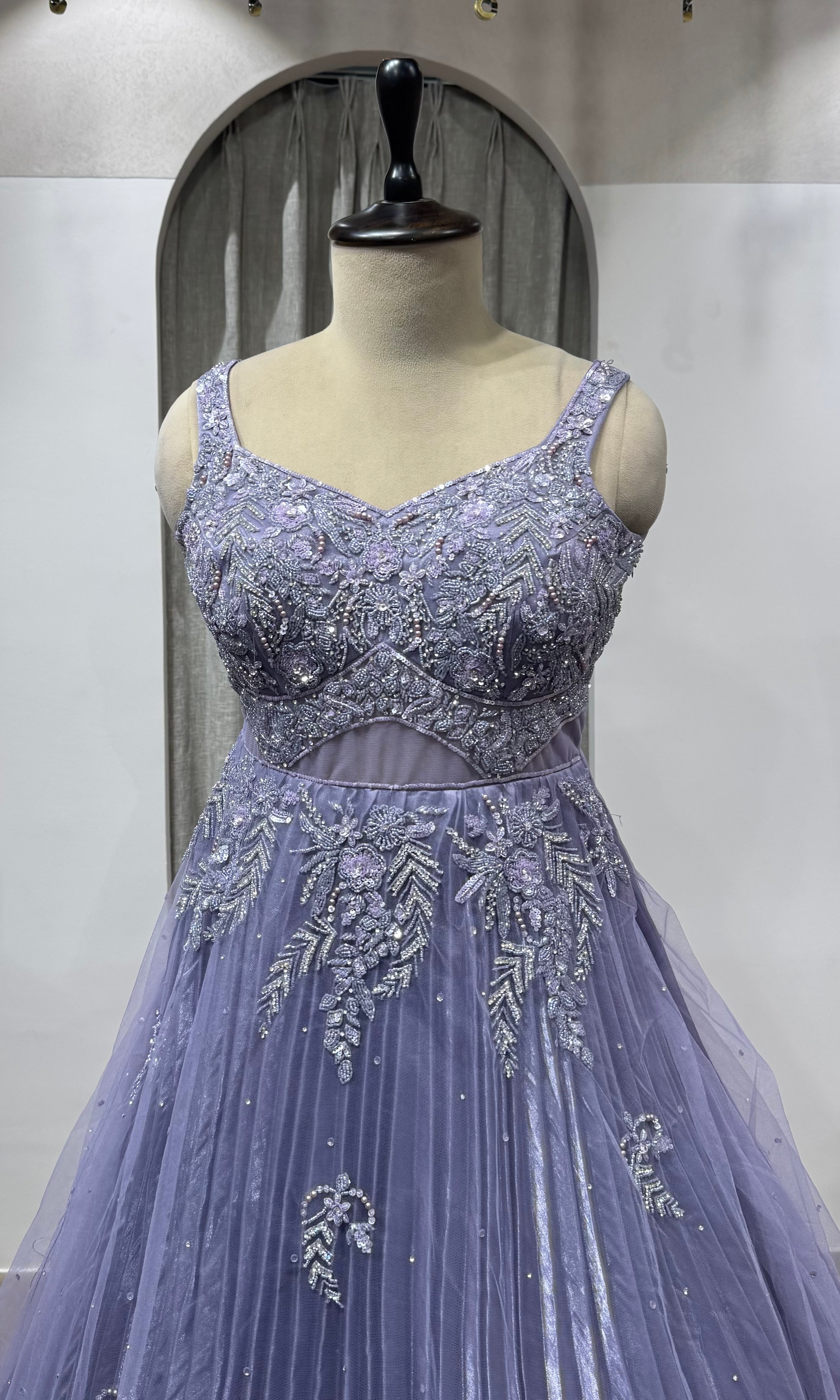 LIGHT PURPLE Floor-Length Organza Gown