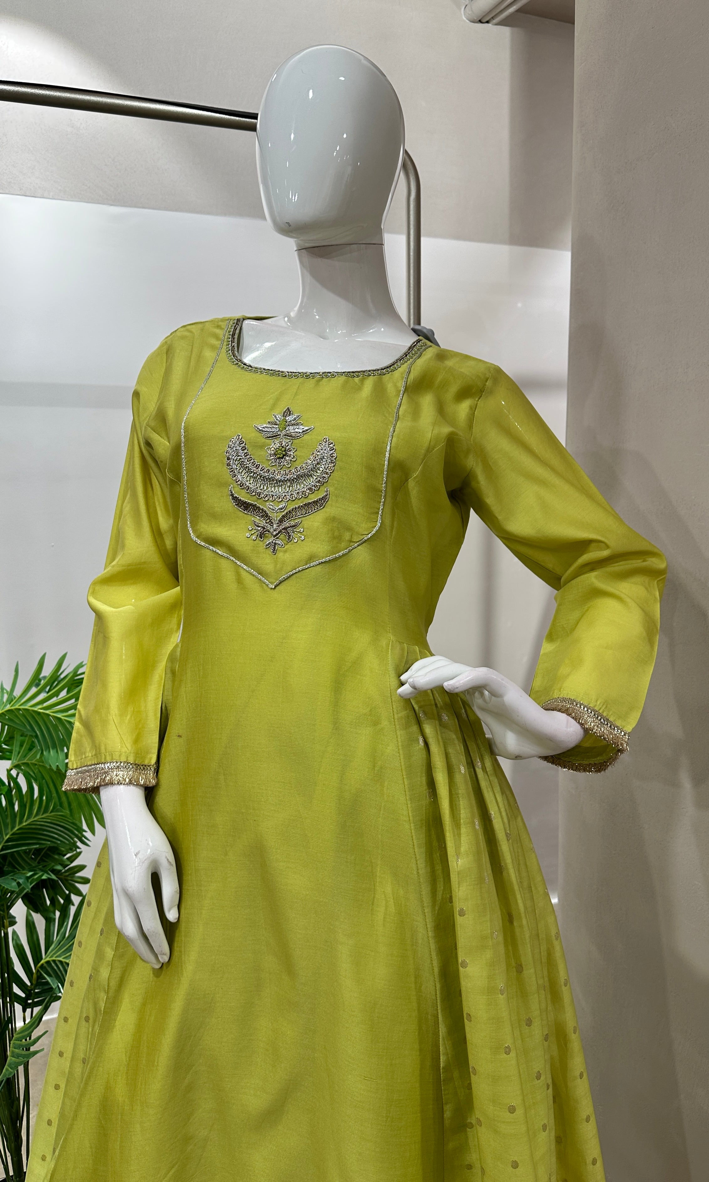 Green EMBROIDERED ANARAKALI SET