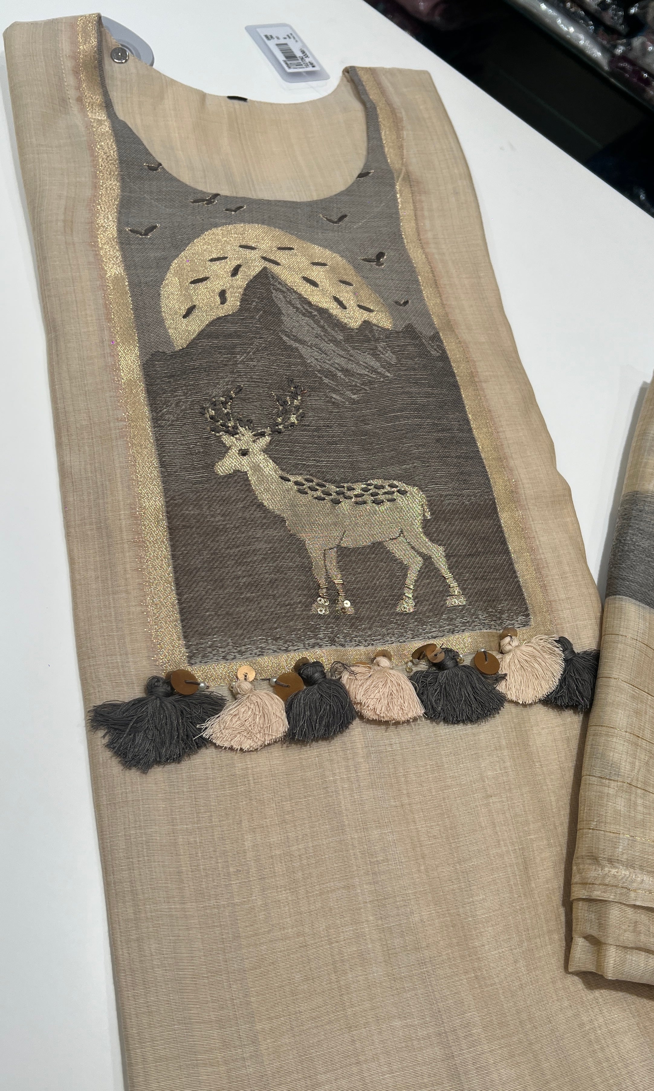 Grey Deer MOTIF Embroidered KURTA SET