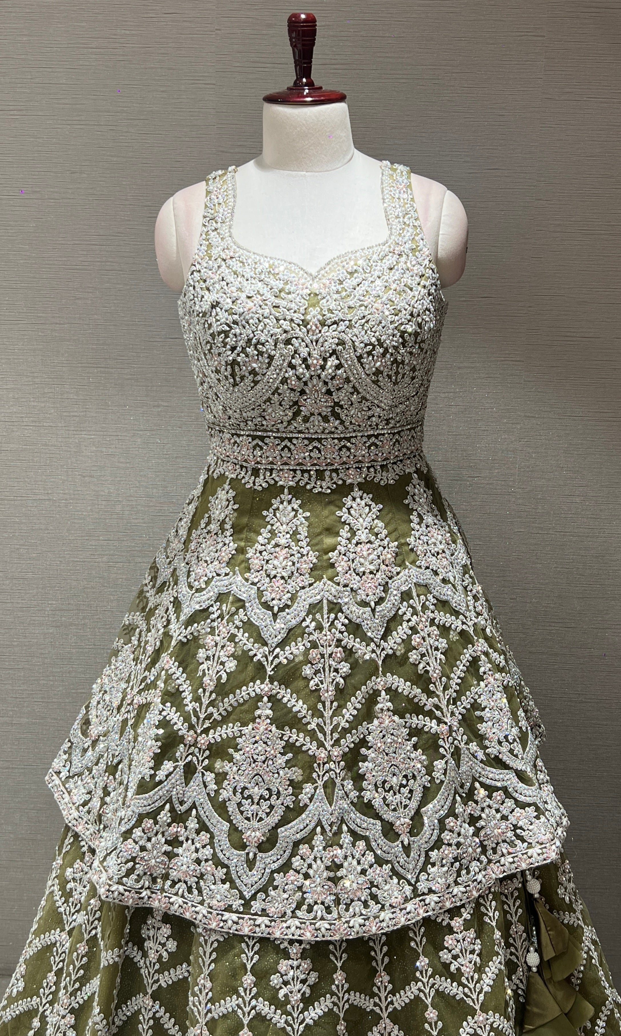 Mint Green Layered Peplum Lehenga Set