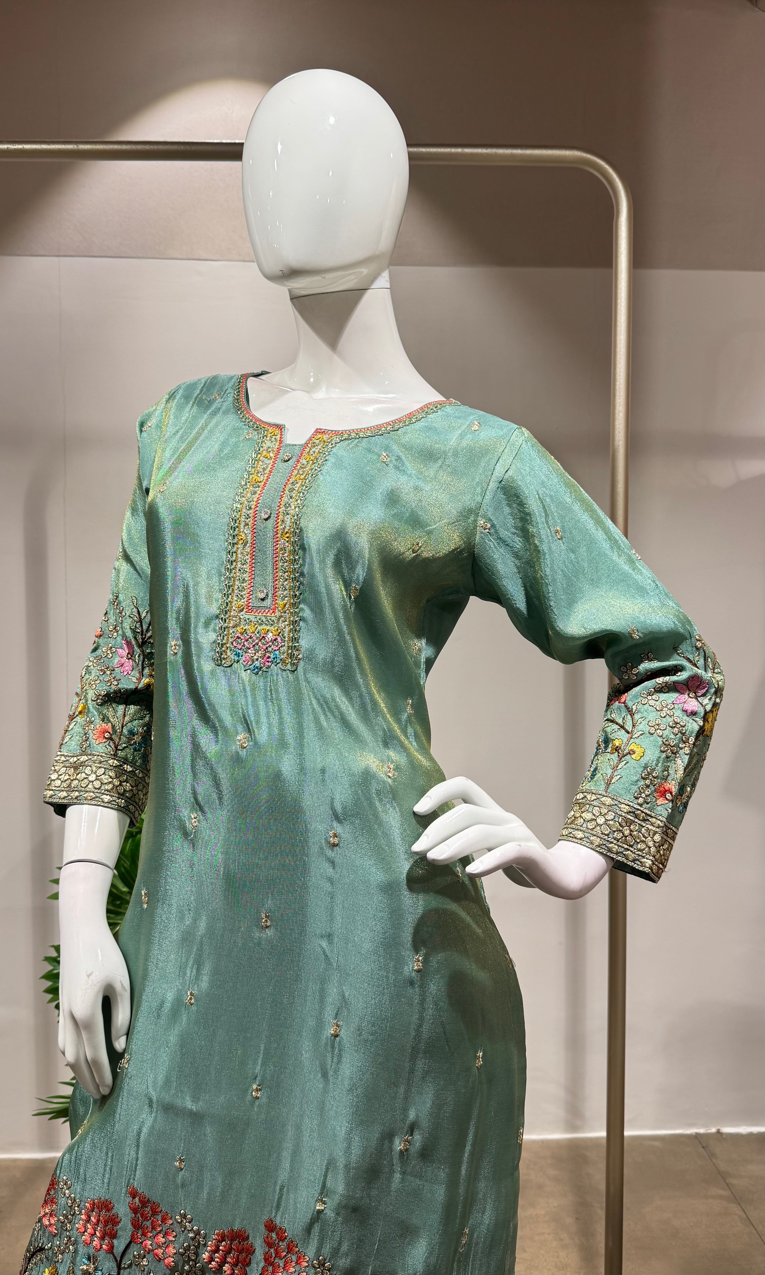GREEN Festive Wear Straight Cut Suit