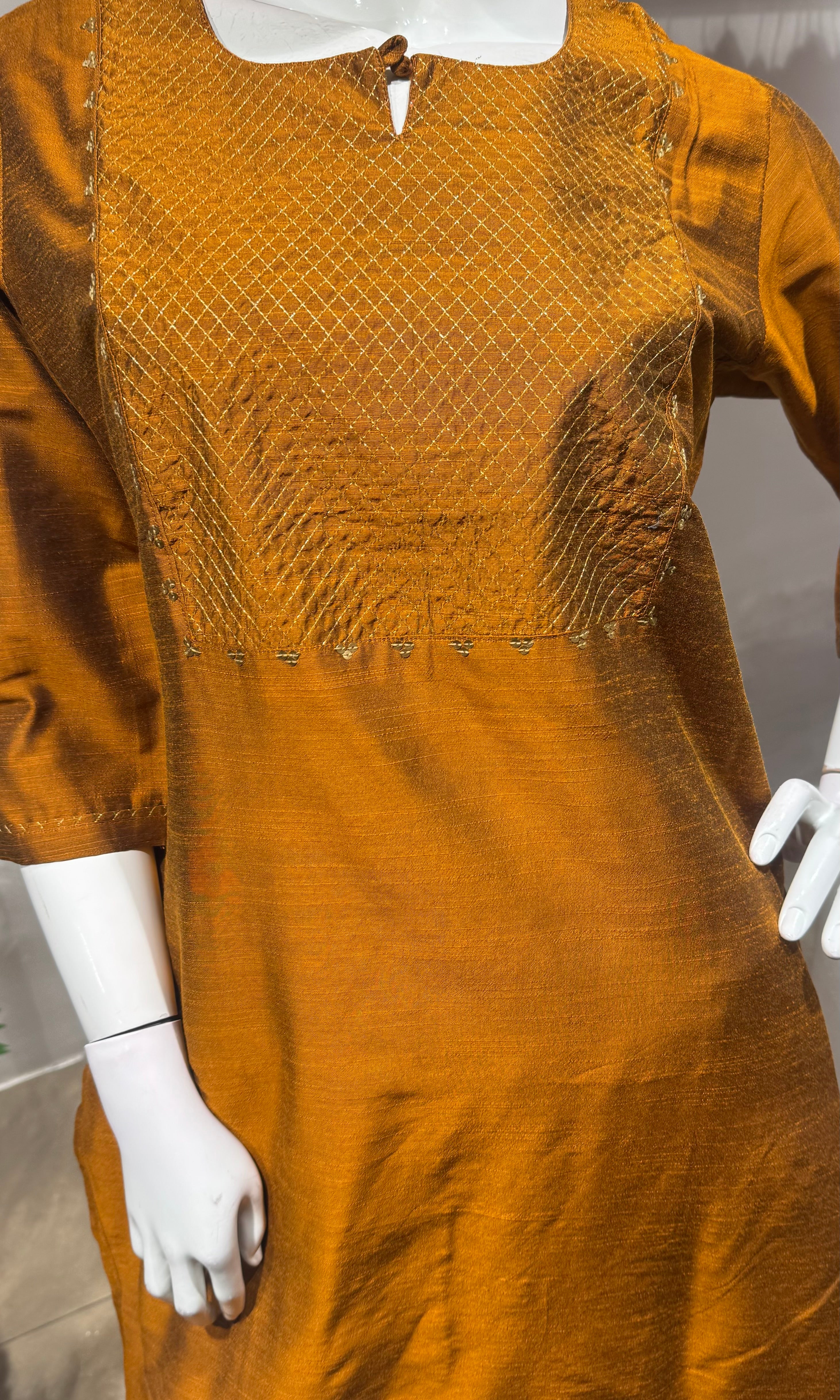 RUST cotton silk kurta set