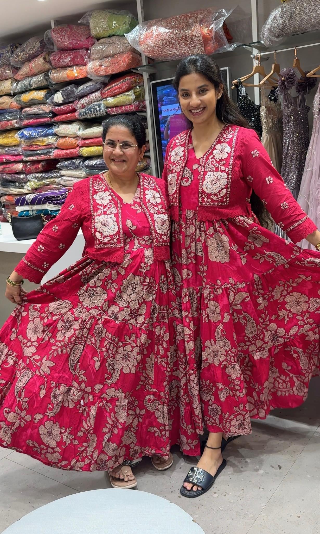 Pink Anarkali with jacket