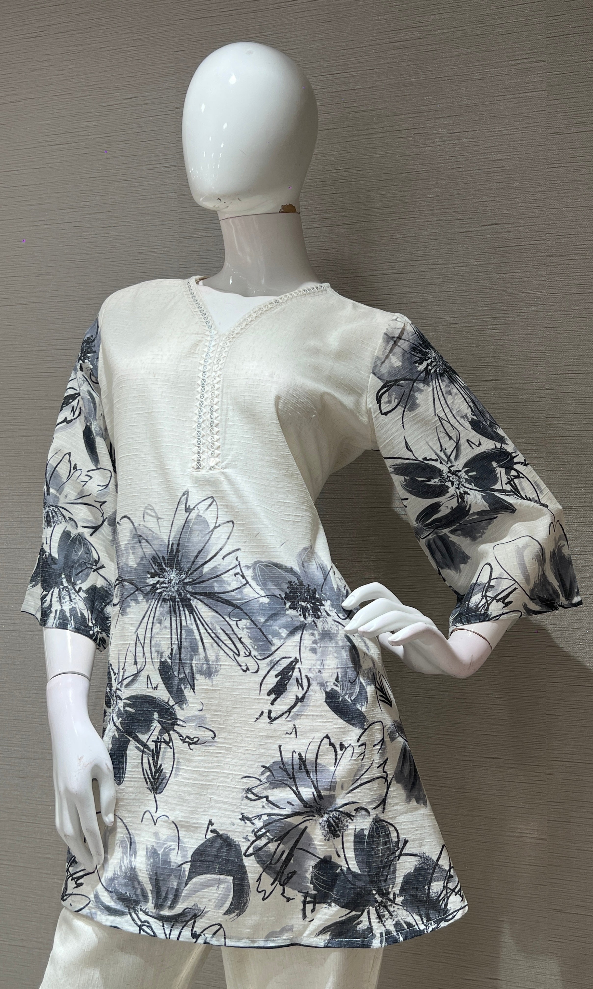 Grey FLORAL PRINT CORD SET