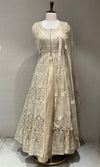 Ivory EMBROIDERED Front Slit Anarkali Set