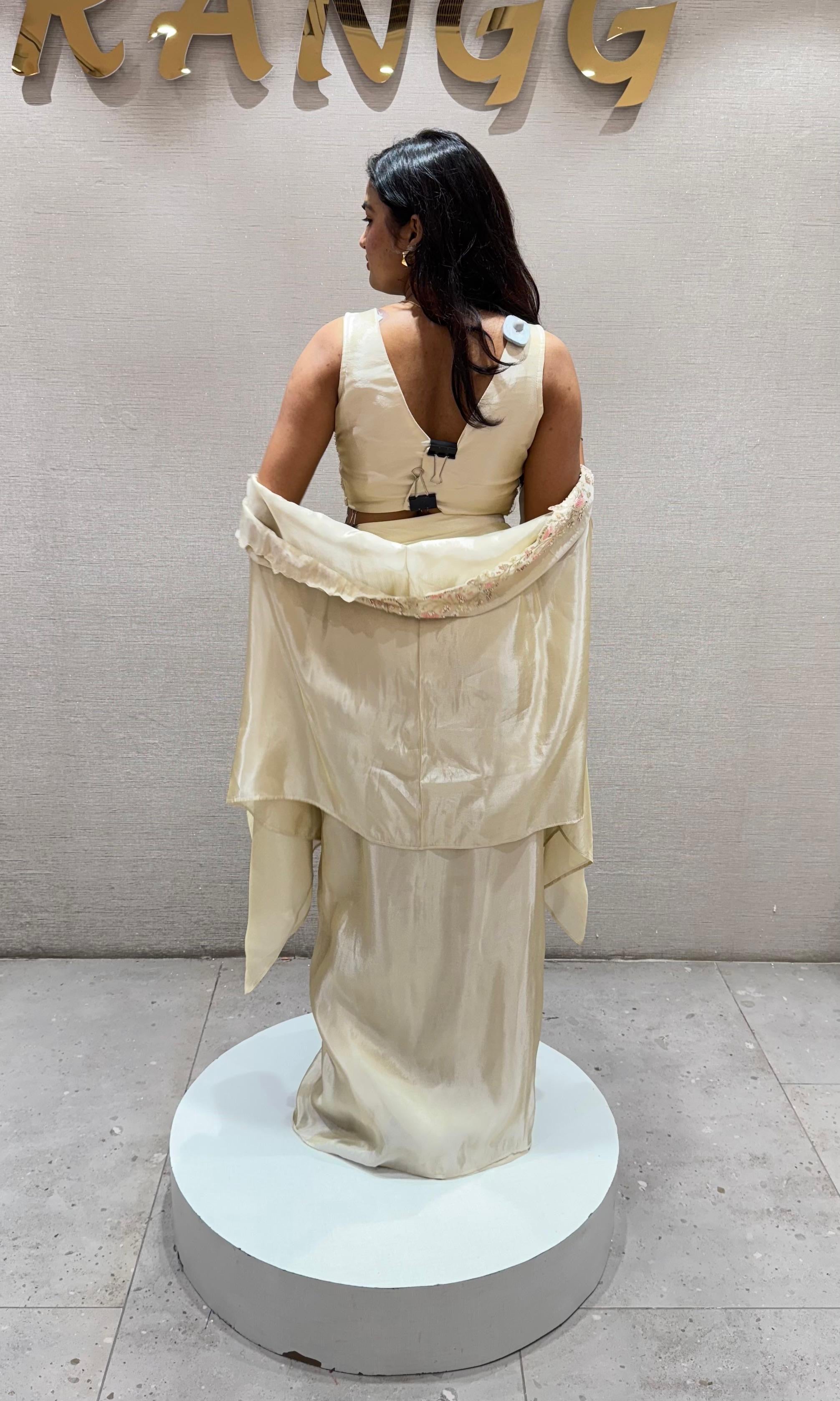 Cream EMBROIDERED SKIRT WITH CAPE