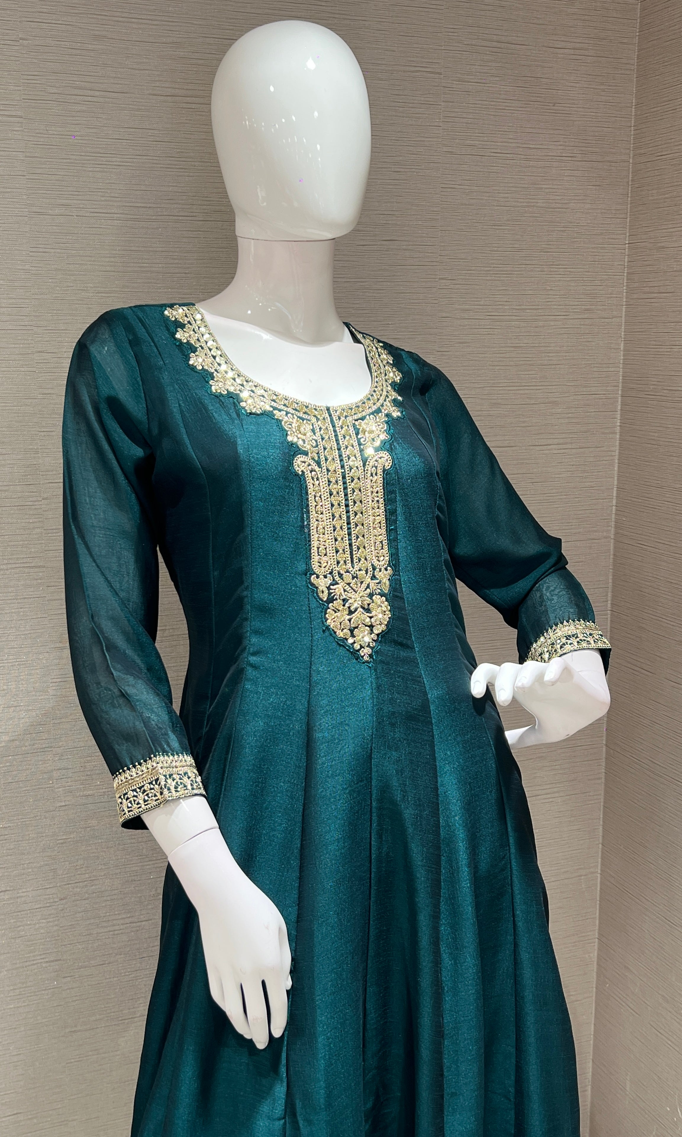 Green gold Ethnic Anarkali kurta set