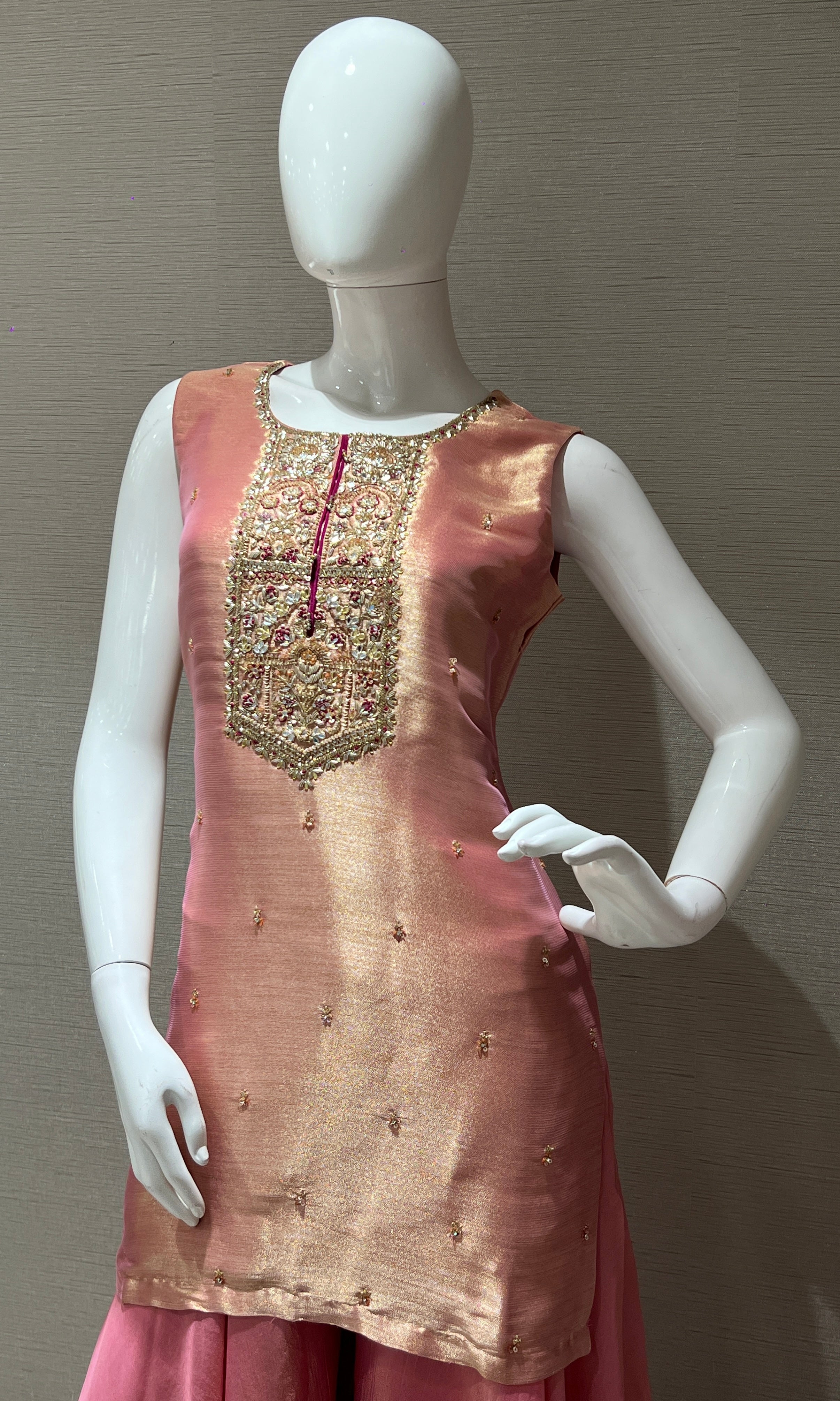 Rose Gold Embroidered Sharara Palazzo