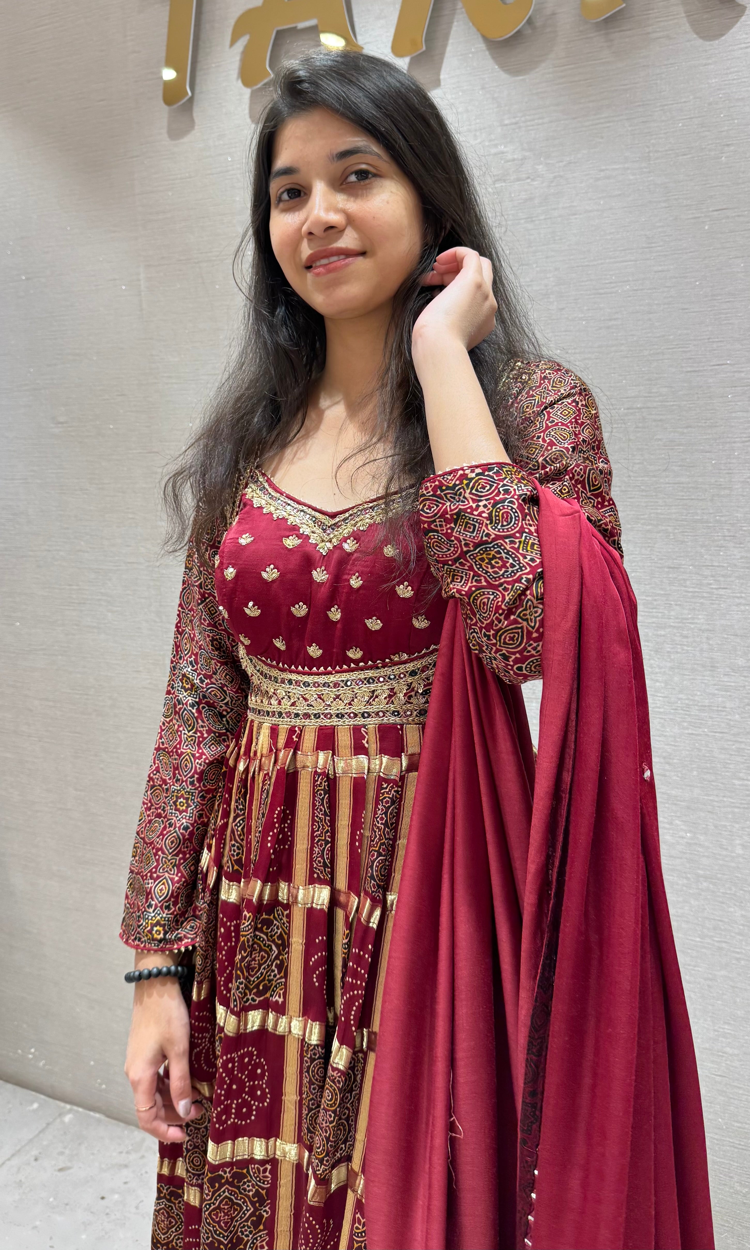 Maroon GOLDEN EMBROIDERED ANARKALI