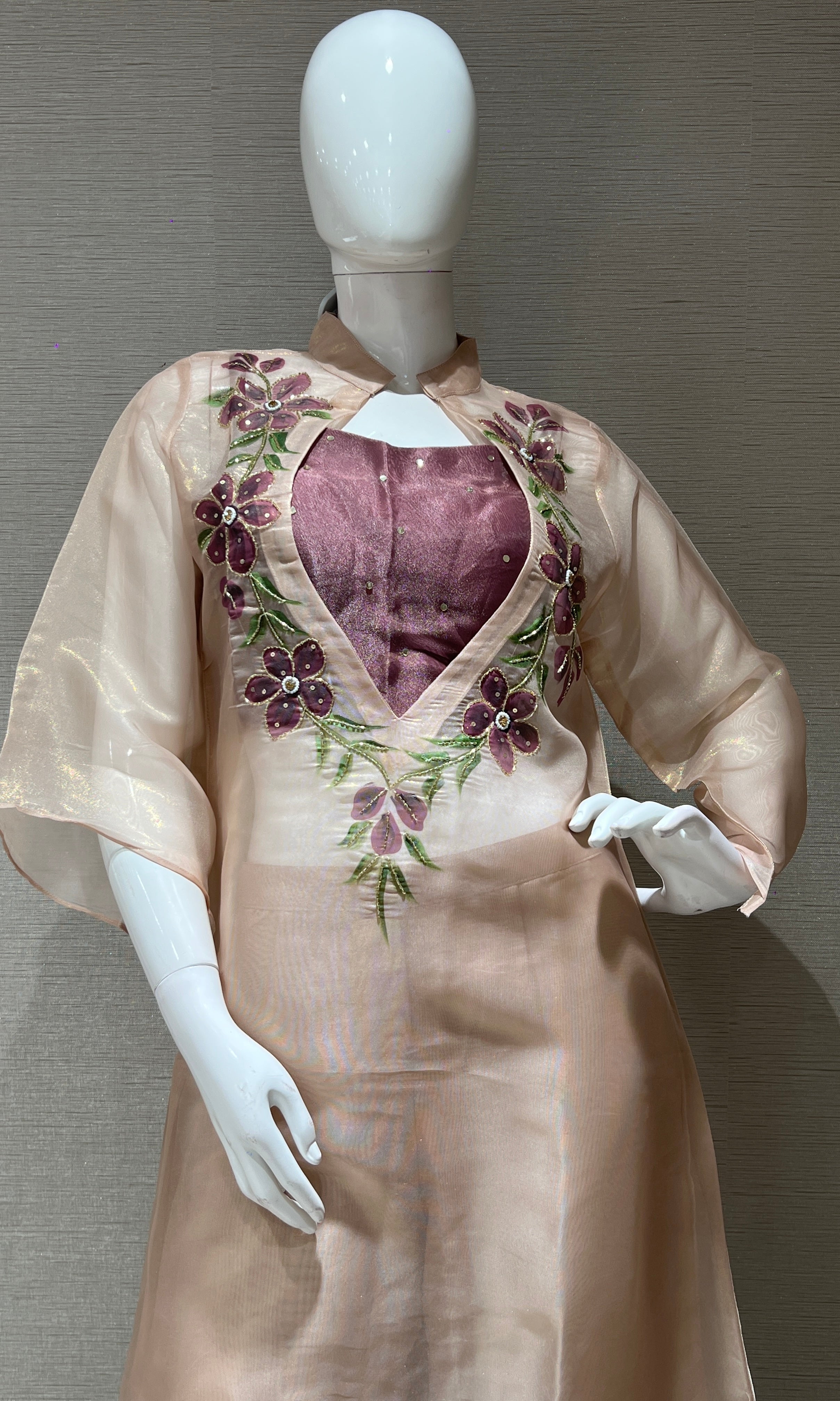 BeIGE Floral Organza Top and palazzo