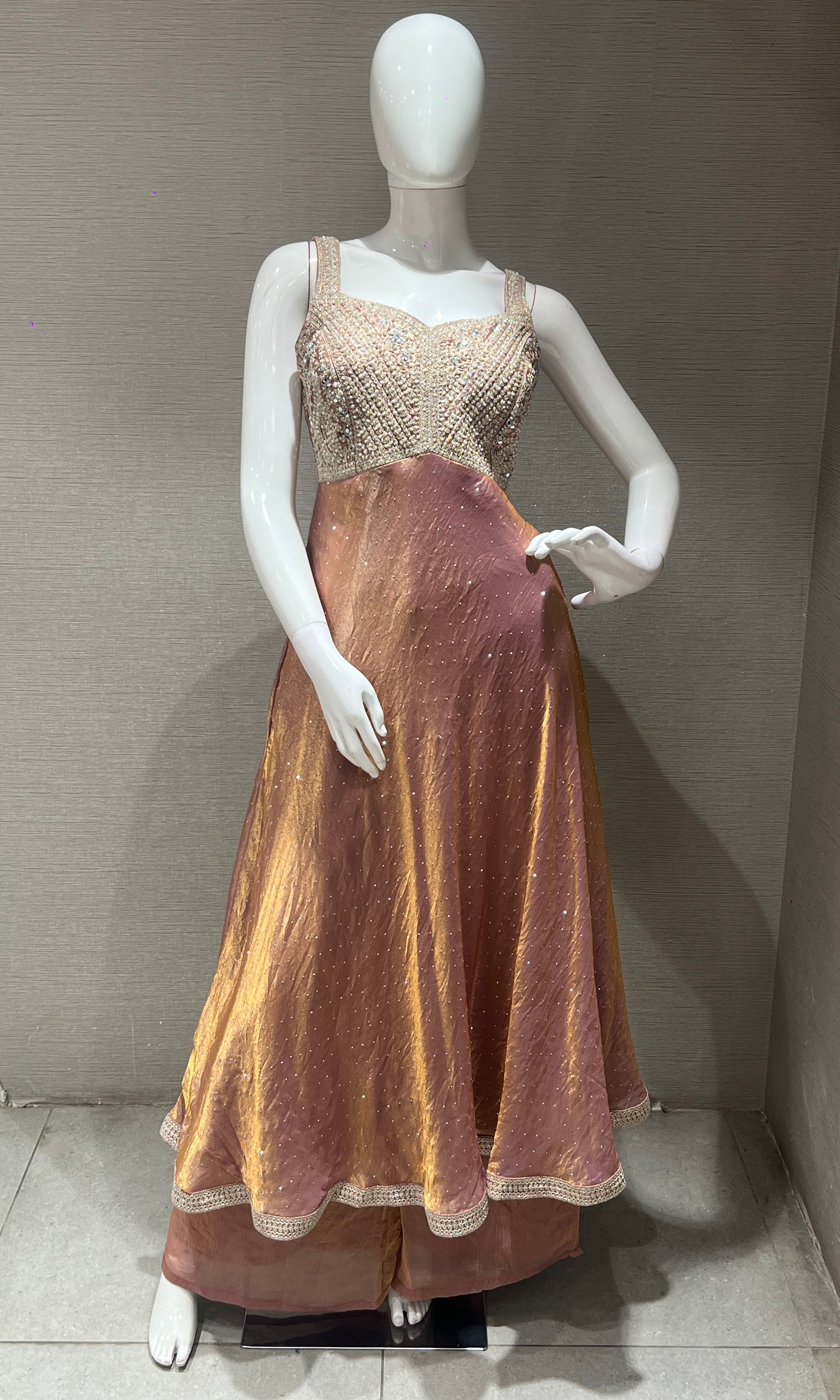 Onion pink Anarkali WITH PALAZZO PANTS
