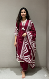 Maroon kurta set WITH WHITE LACE EMBROIDERY