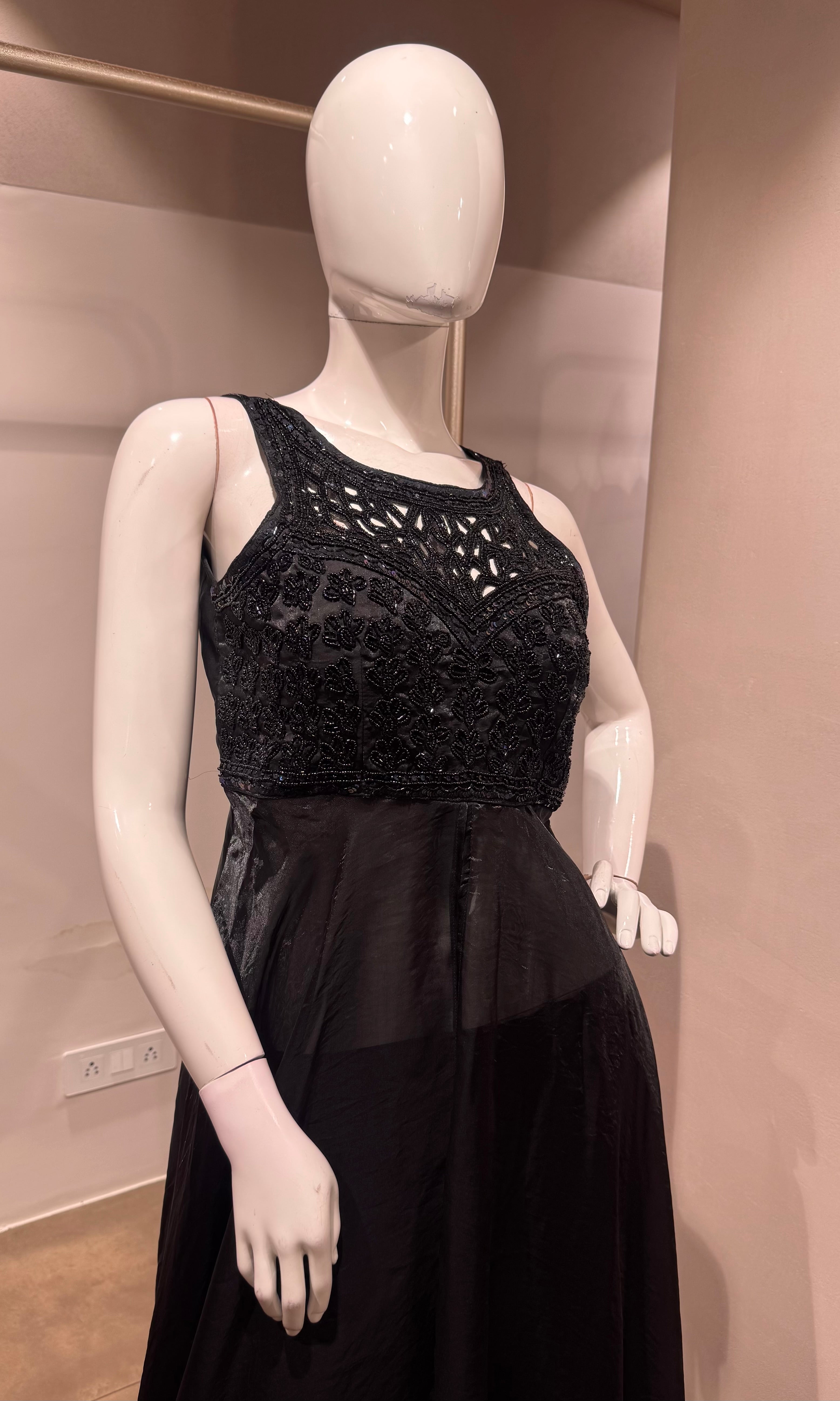 Black Front slit Georgette Palazzo Set