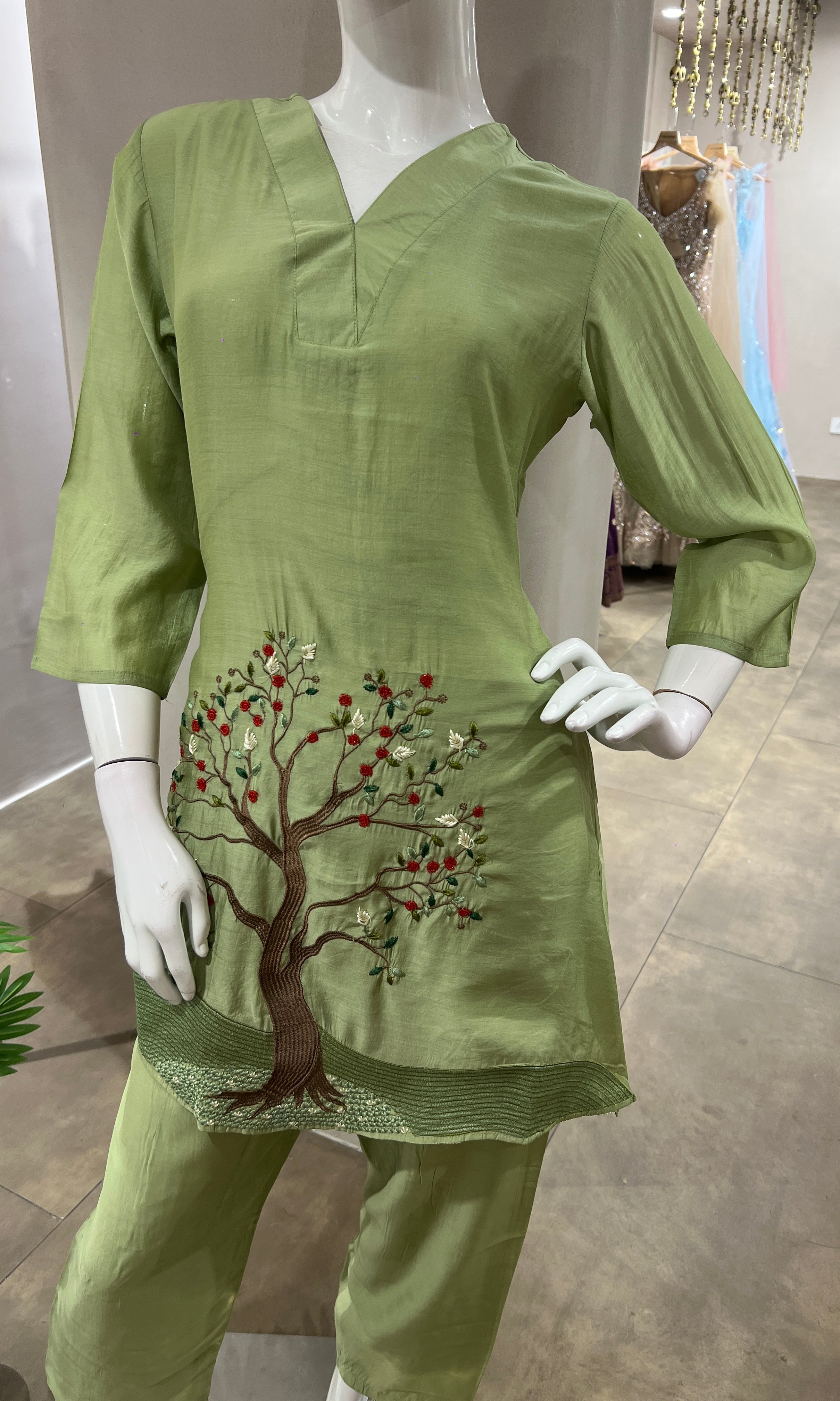 GREEN ETHNIC CORD SET