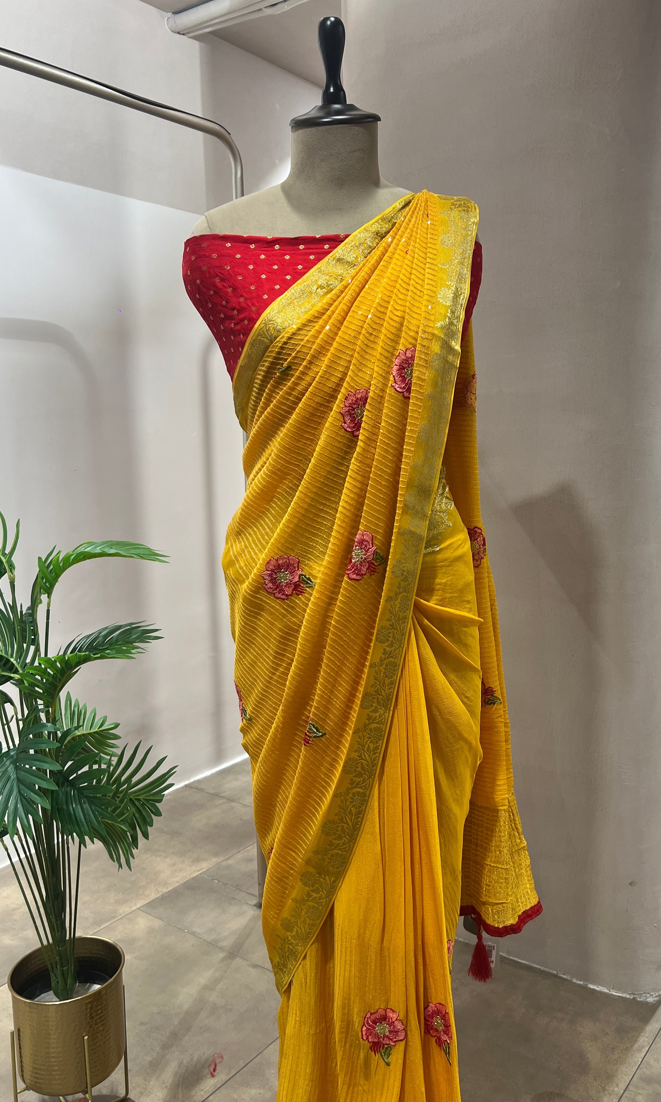 Yellow FLORAL FANCY saree