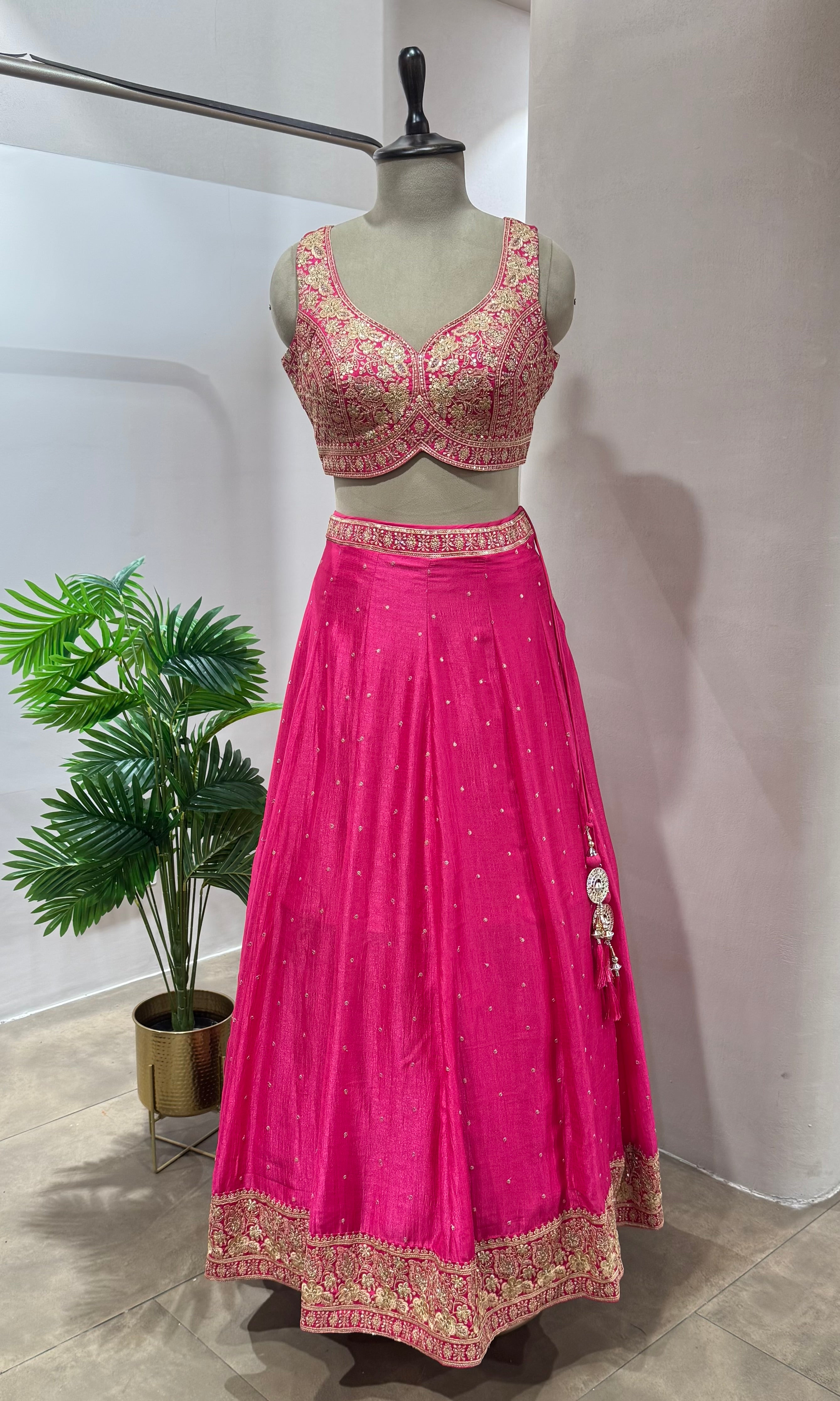 Pink EMBELLISHED LEHENGA WITH DUPATTA