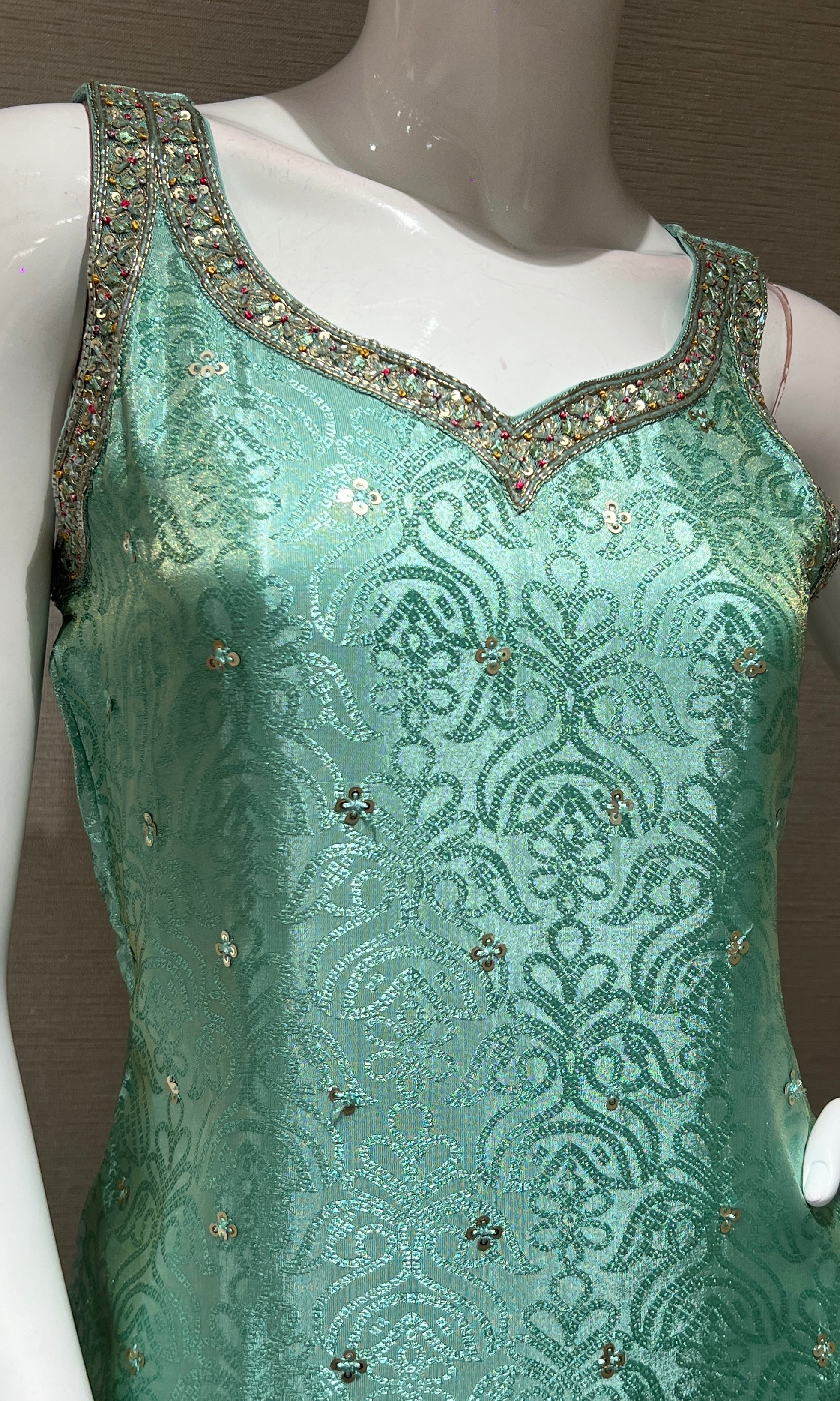 sea green embroidered sharara seT
