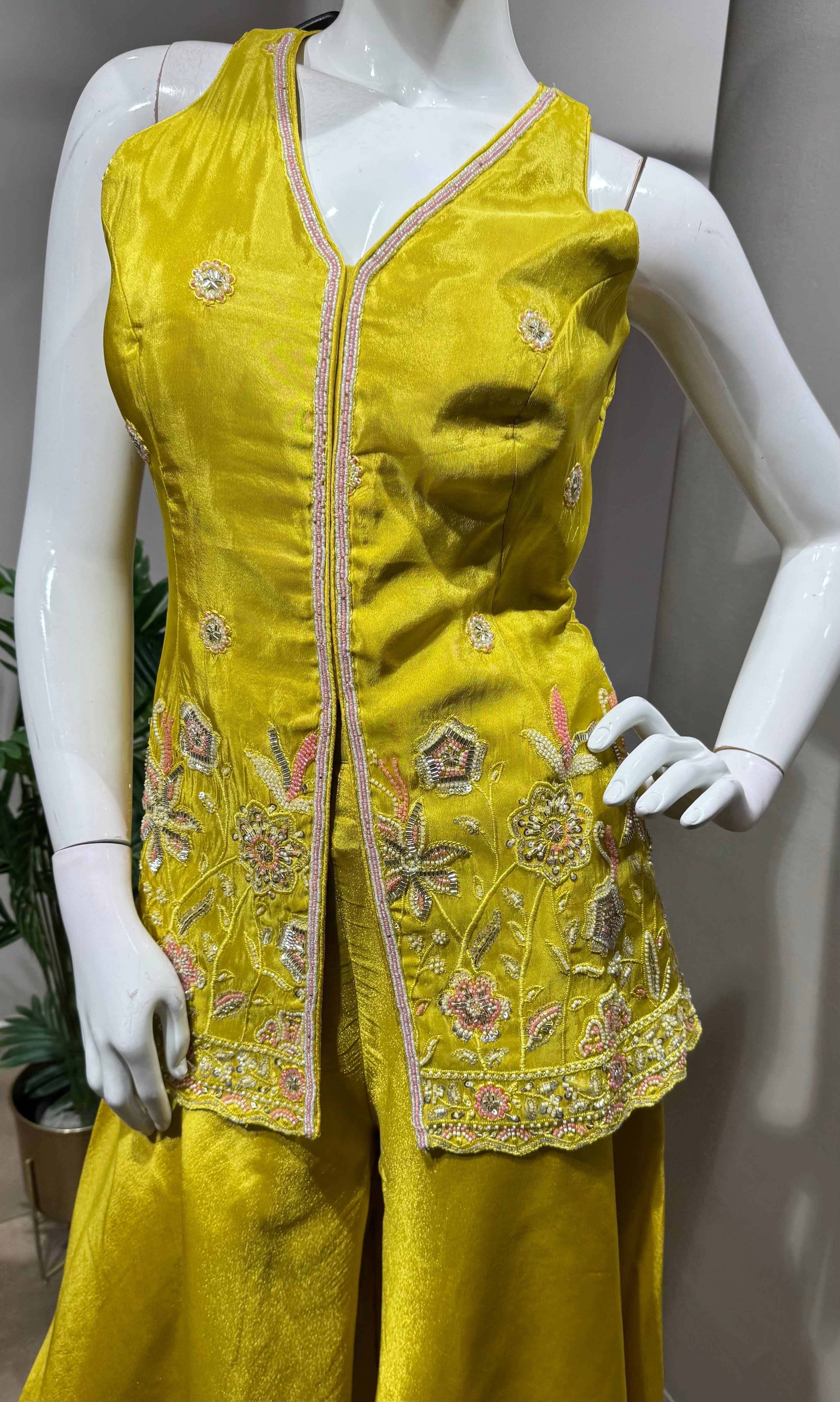 yellow golden glow sharara set