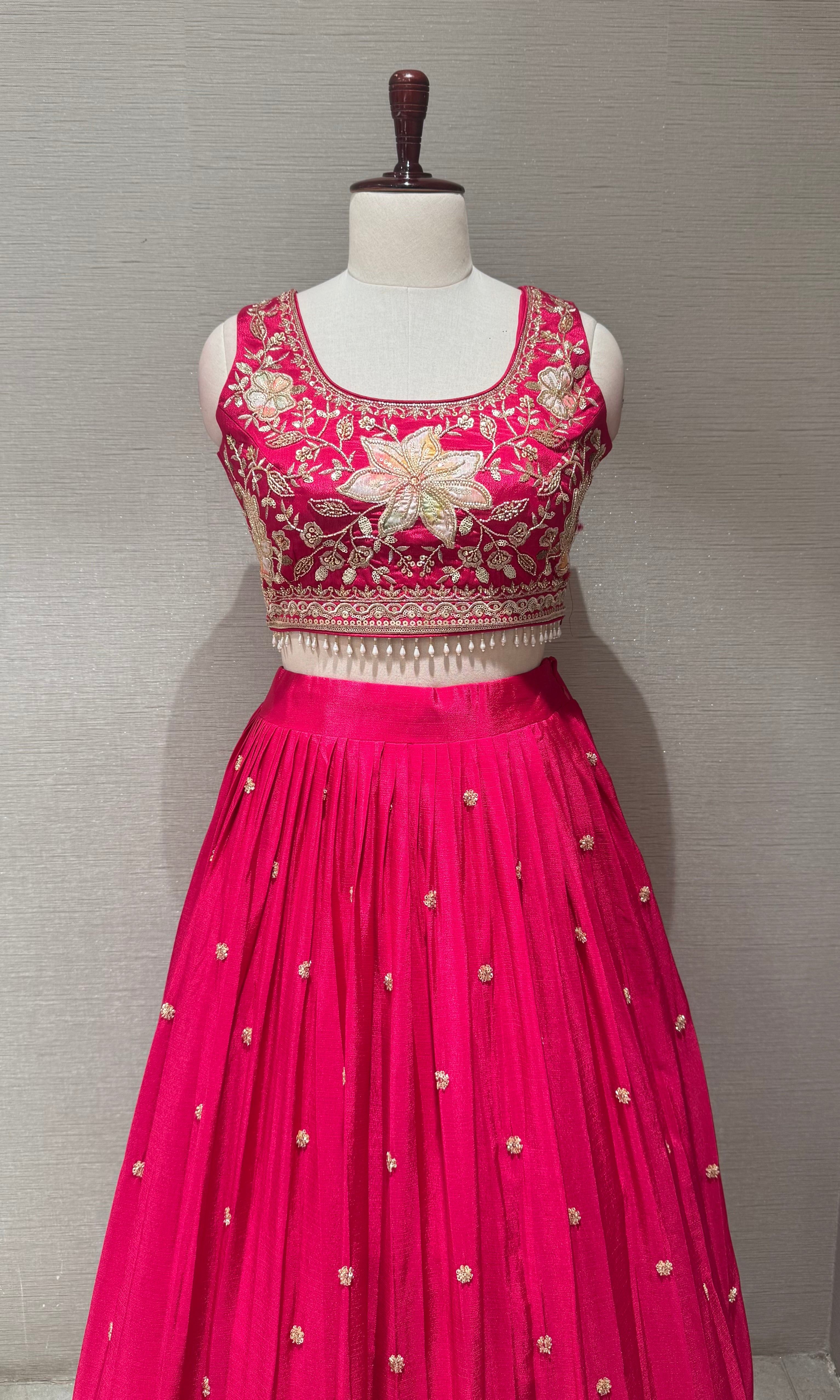 Rani tissue silk Floral Embroidered Lehenga Set