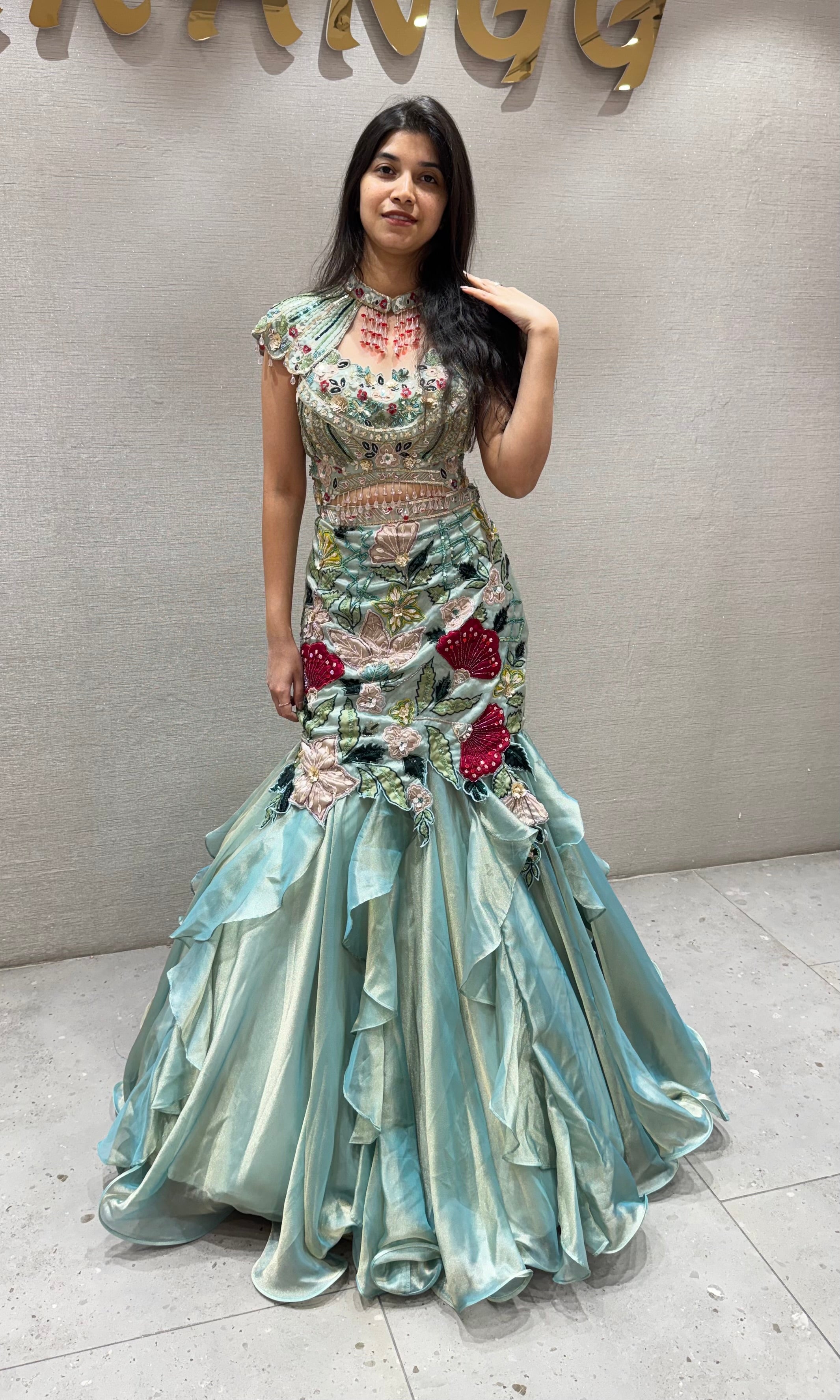 AQUA Embellished Fish Cut Lehenga