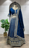 Peacock Blue Georgette Embroidery Lehenga set