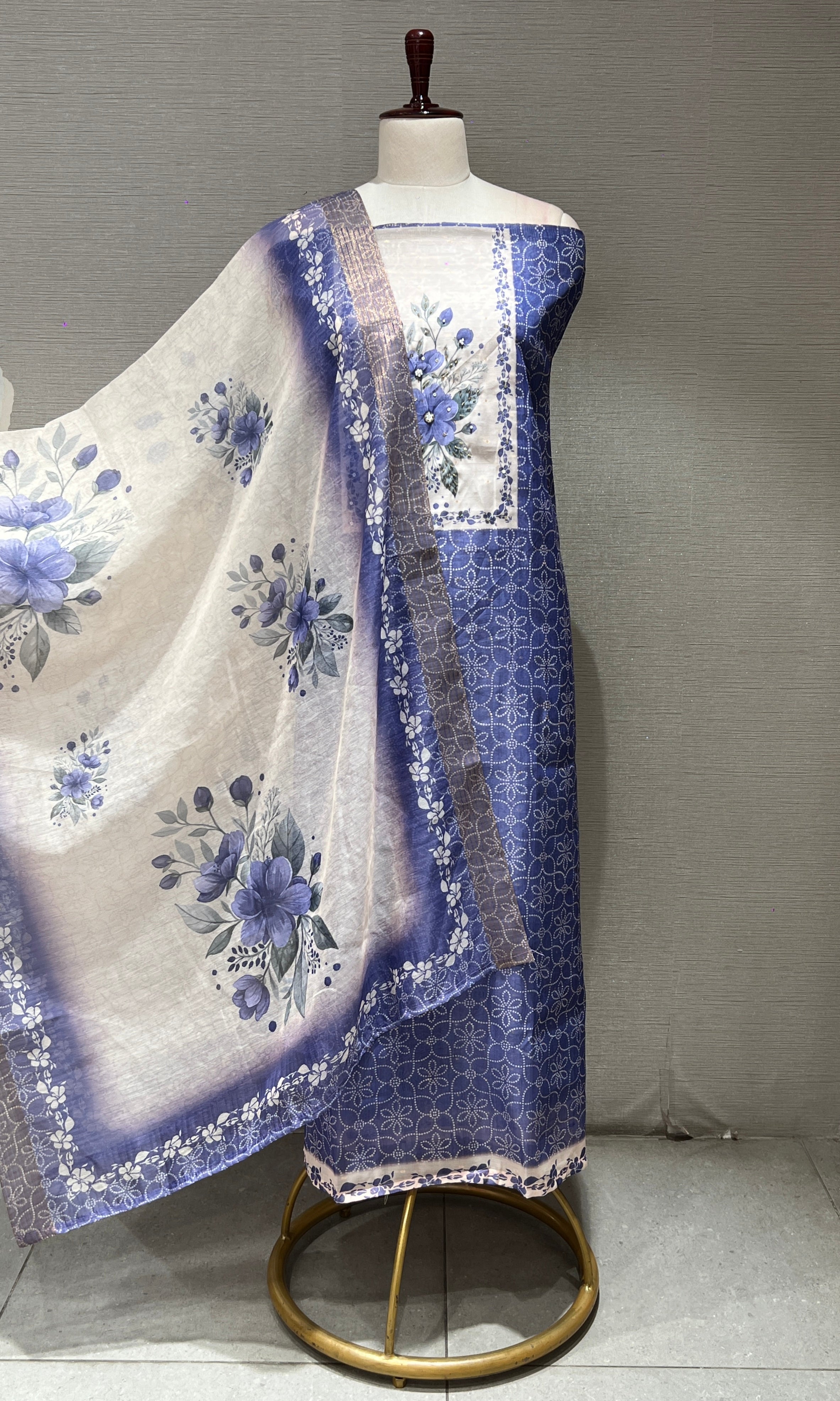 Purple FLORAL dress material