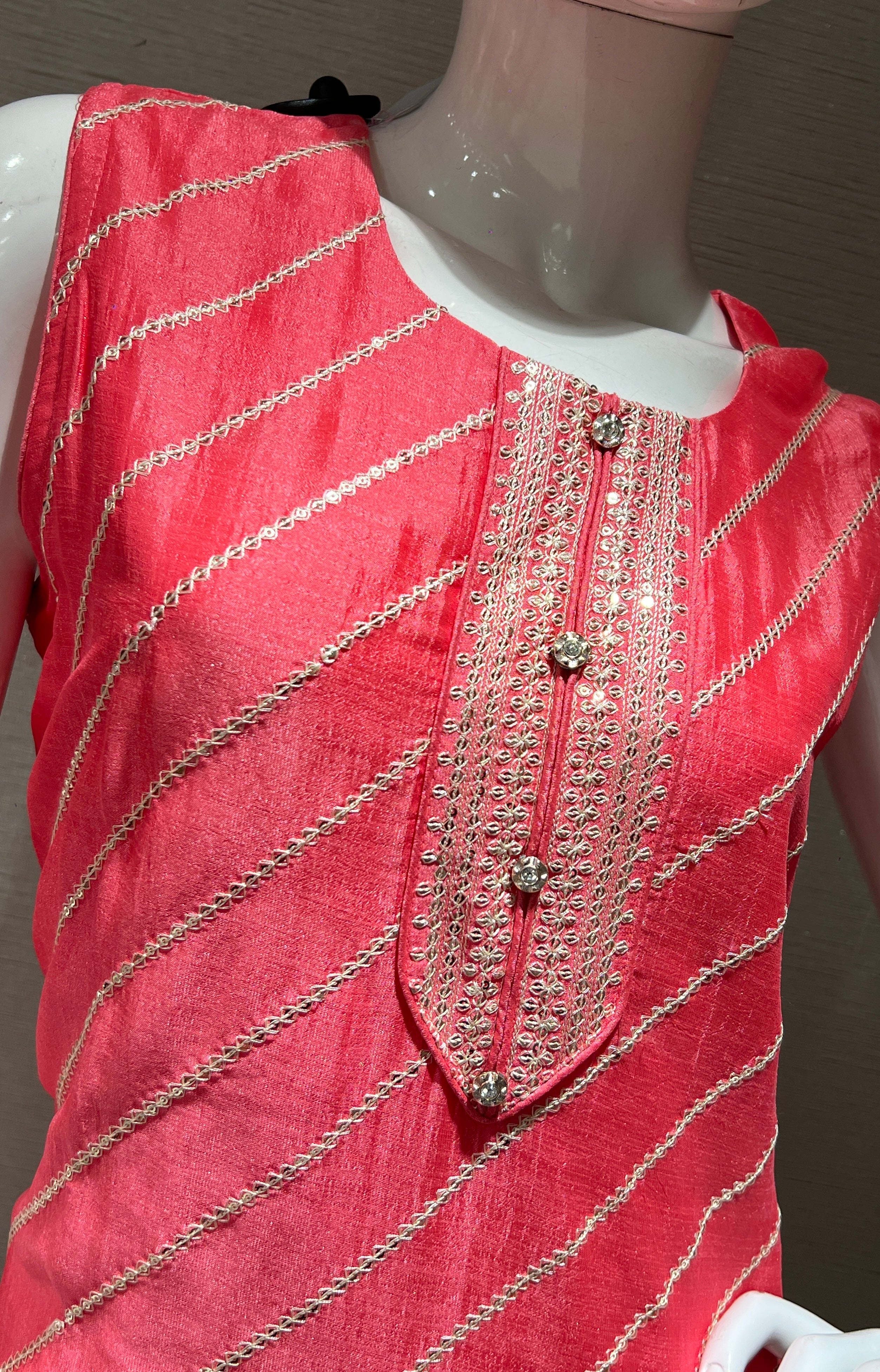 ROSE PINK GOLD STRIPED KURTA SET