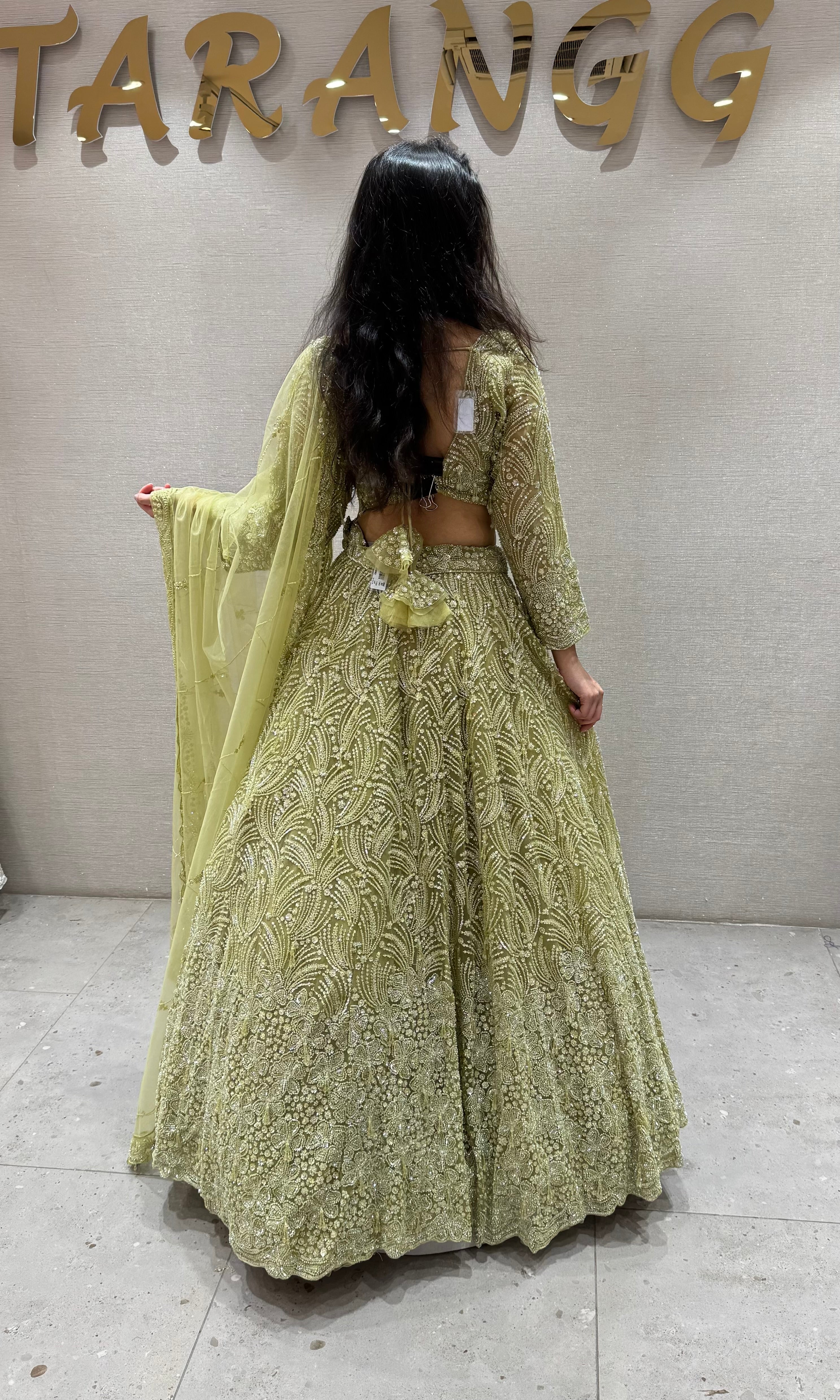 Pista green CRYSTAL EMBROIDERED lehenga