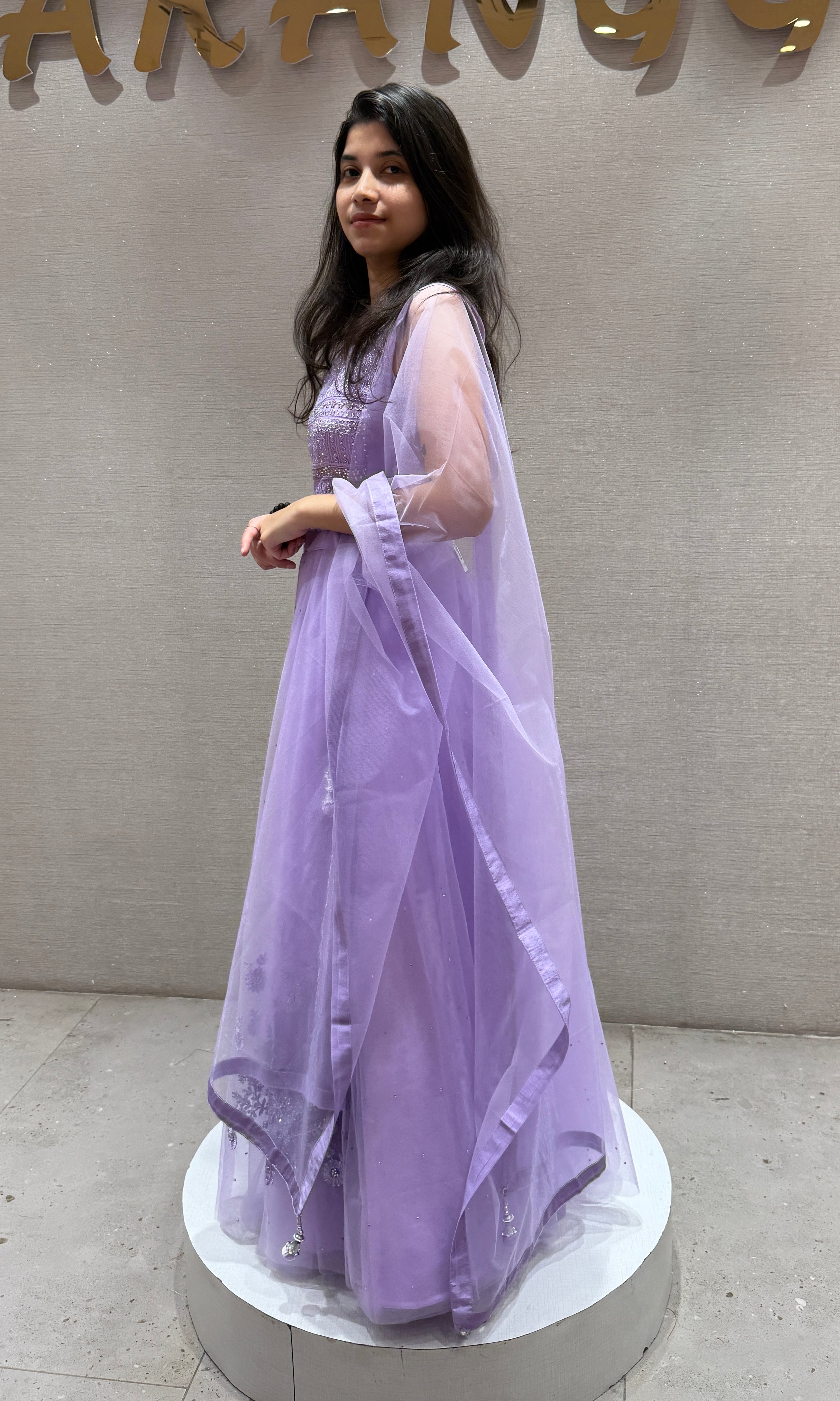 PURPLE Shimmer Net Lehenga Set
