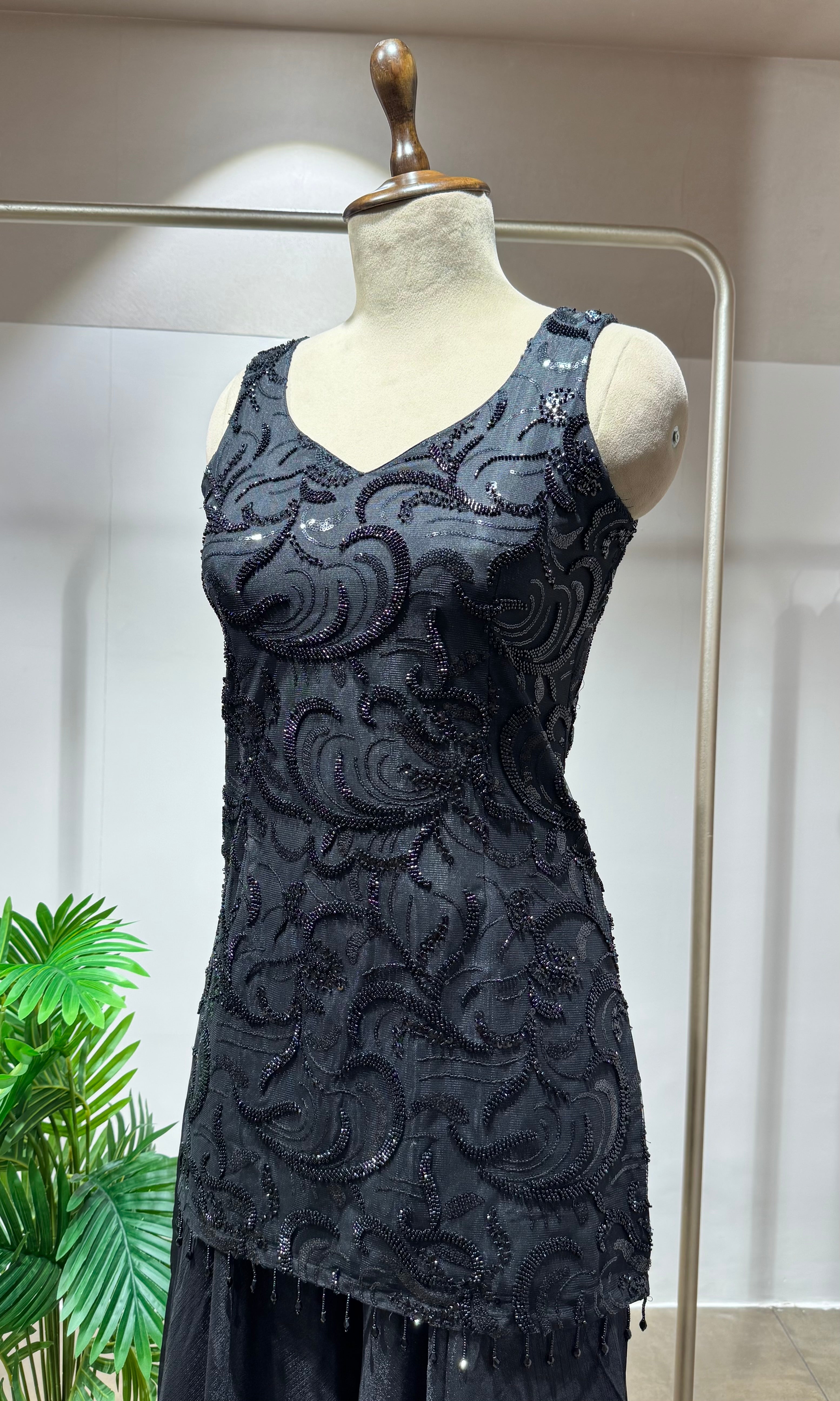 BLACK SHARARA WITH BEAD WORK