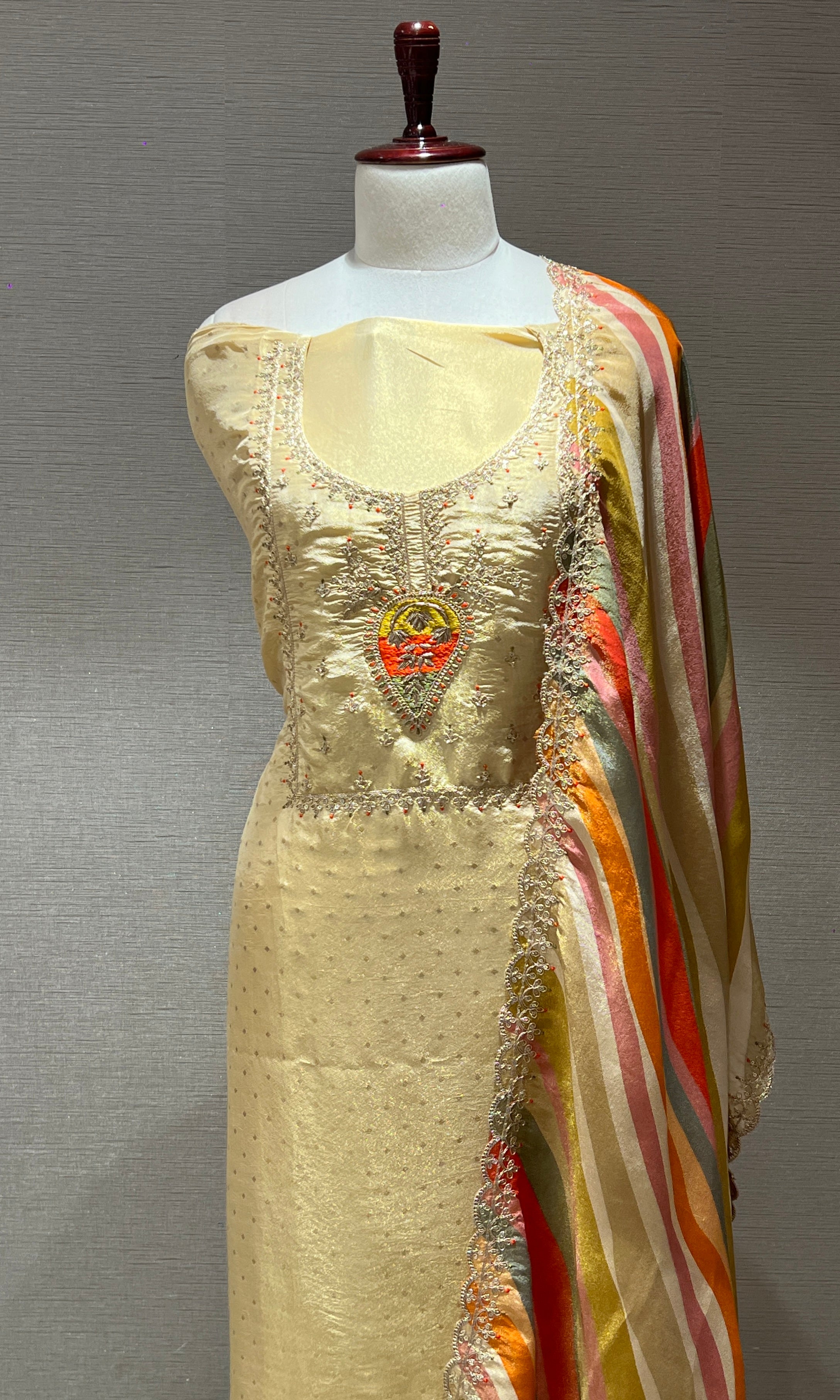 Light beige dress material