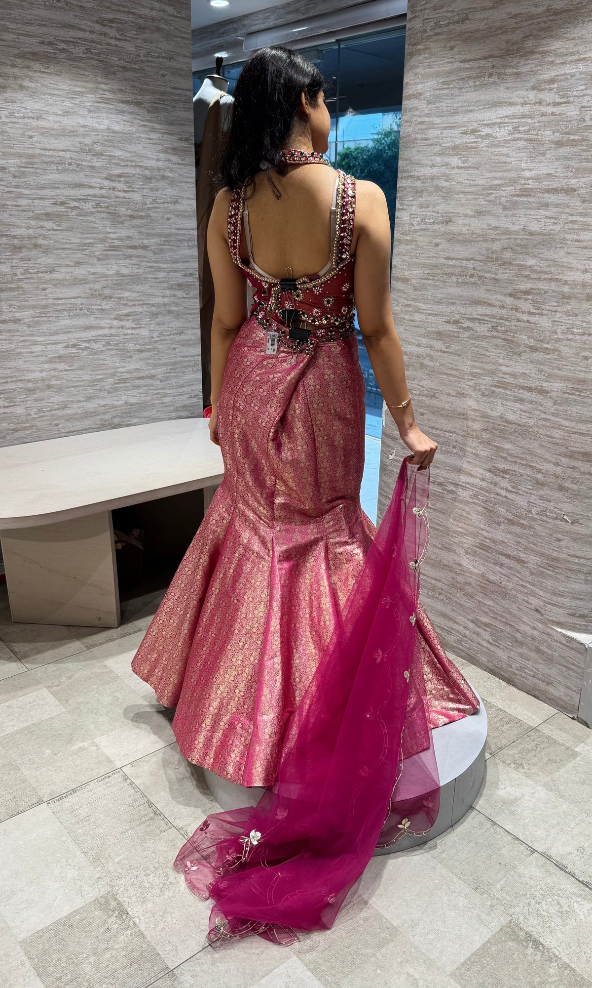 Rani Pink and Gold Embellished Bridal Lehenga