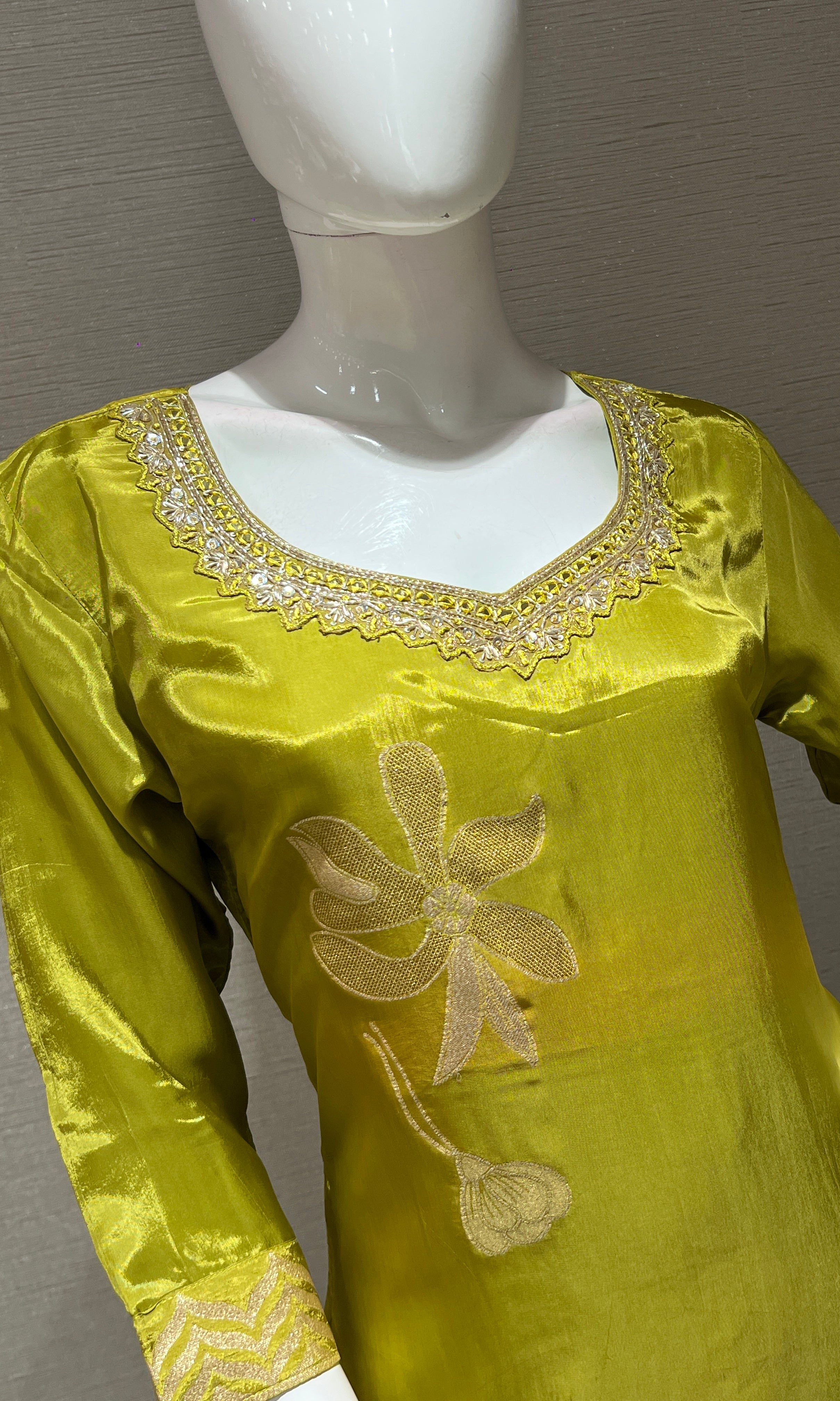 LIRIL Golden EMBROIDERED KURTA SET