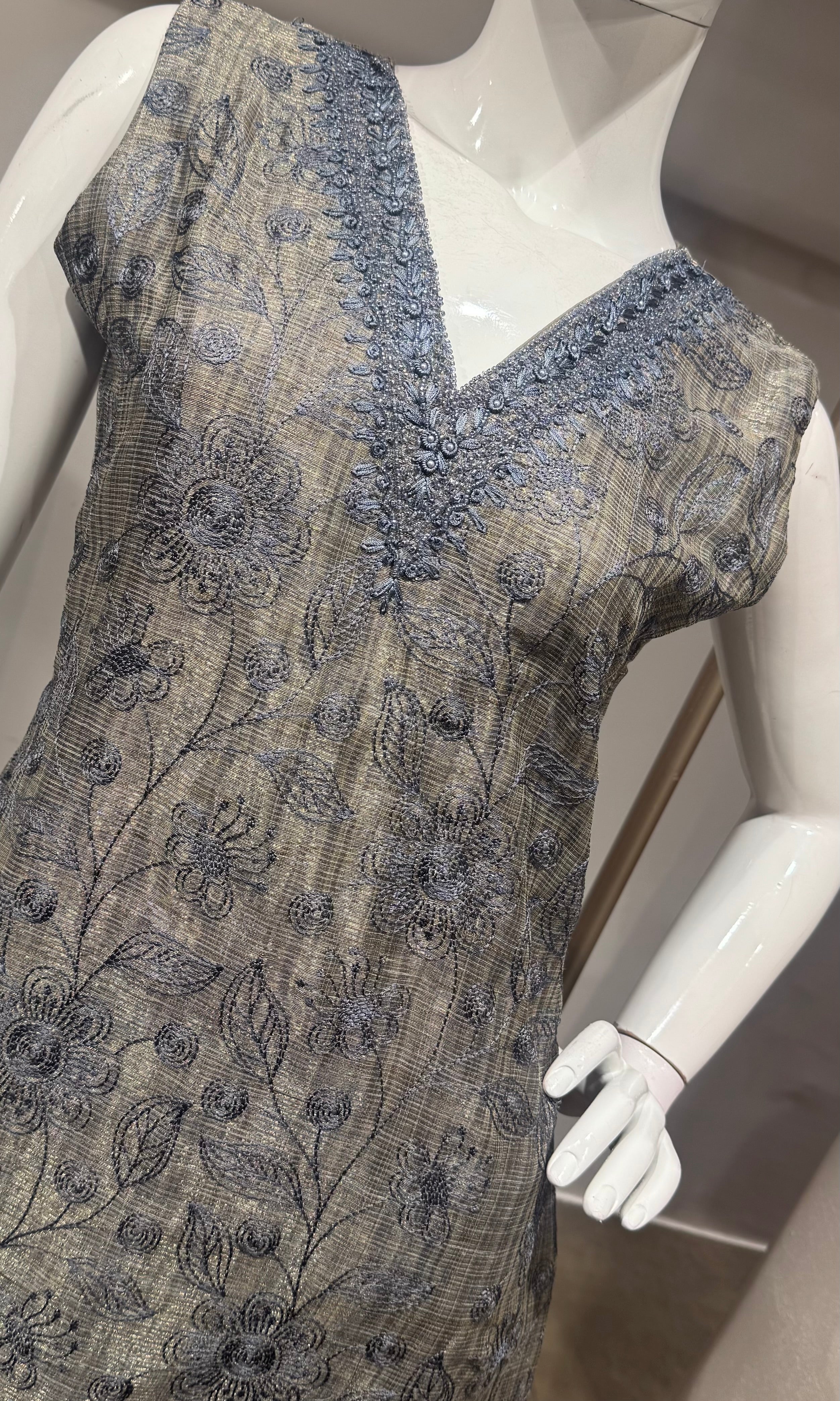 Blue Embroidered Net Salwar Kurta set