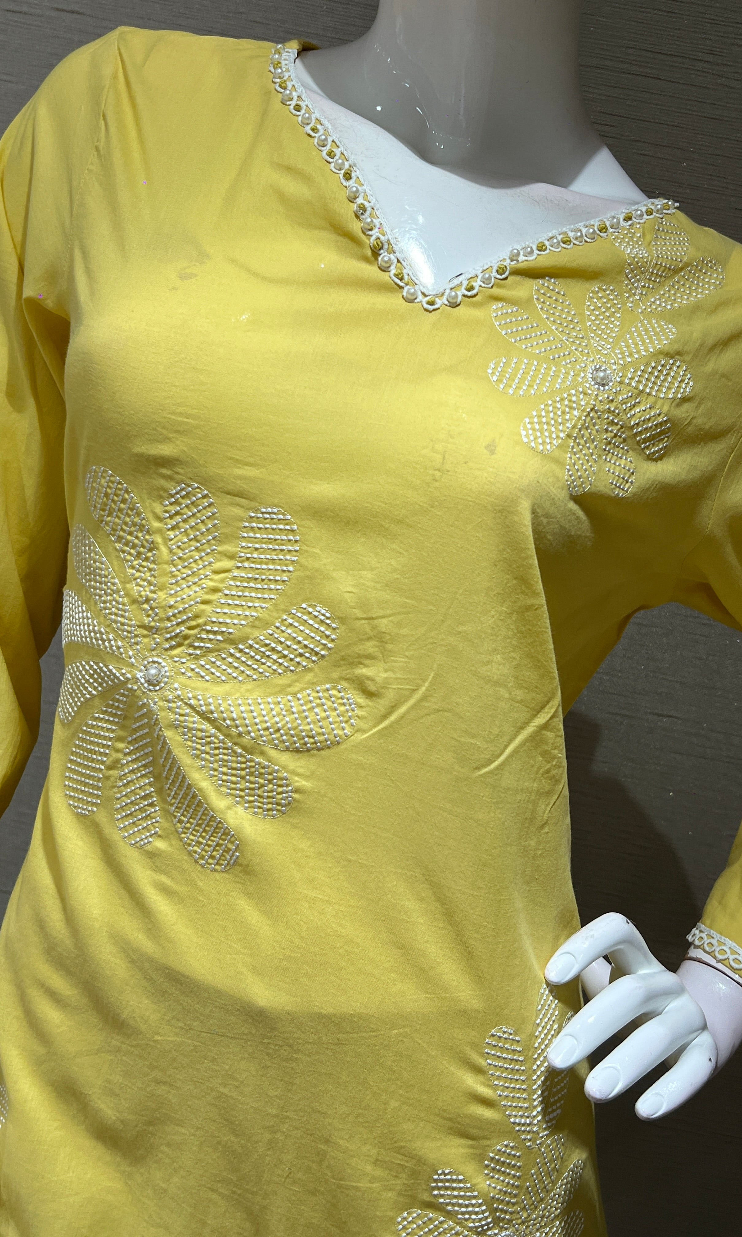 Light yellow FLORAL kurta set