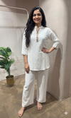 Cream golden neckline cord set