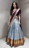 BLUE BANARASI PATTU LEHENGA WITH EMBROIDERED BLOUSE
