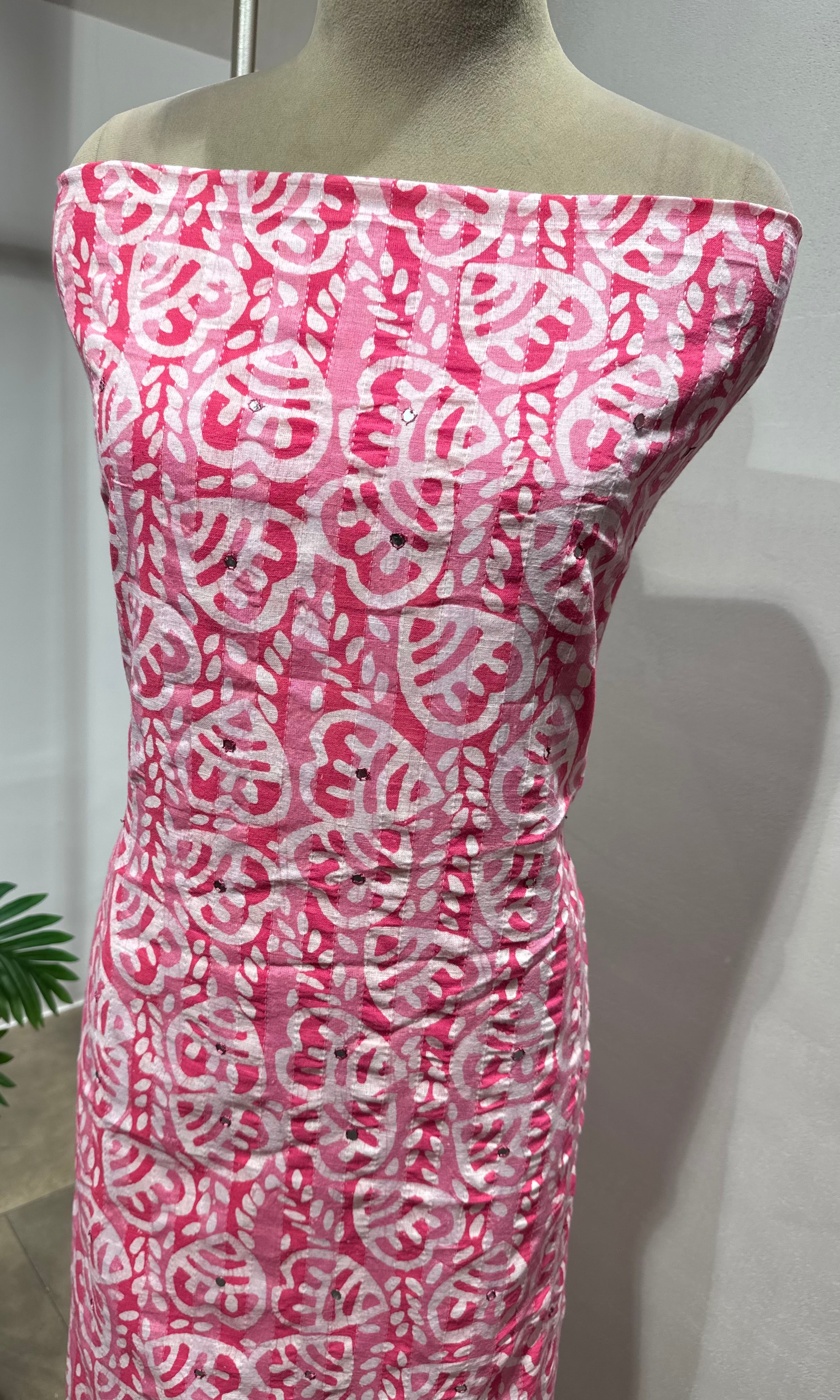 PINK ETHNIC PRINTED DRESS MATERIAL