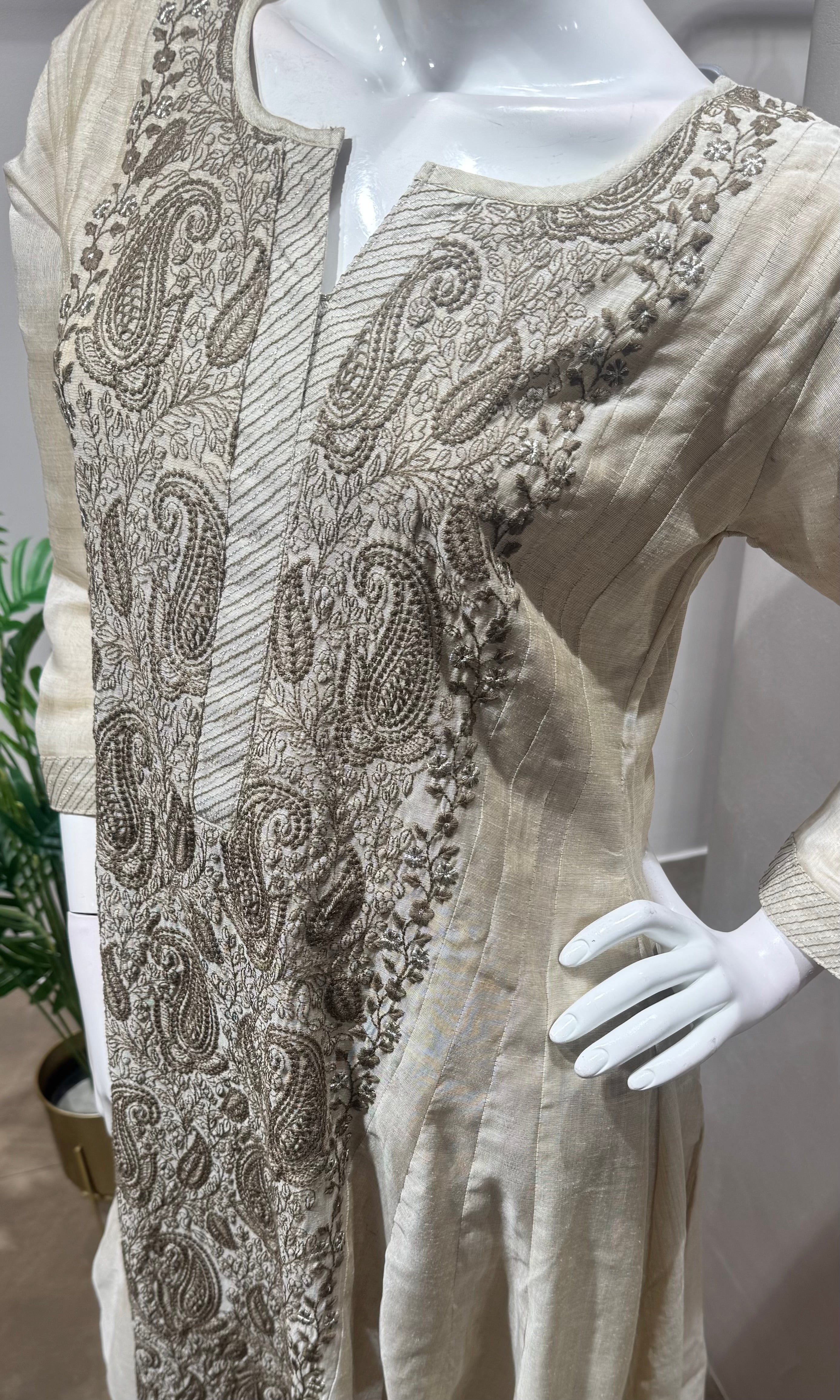 Beige embroidered kurta set