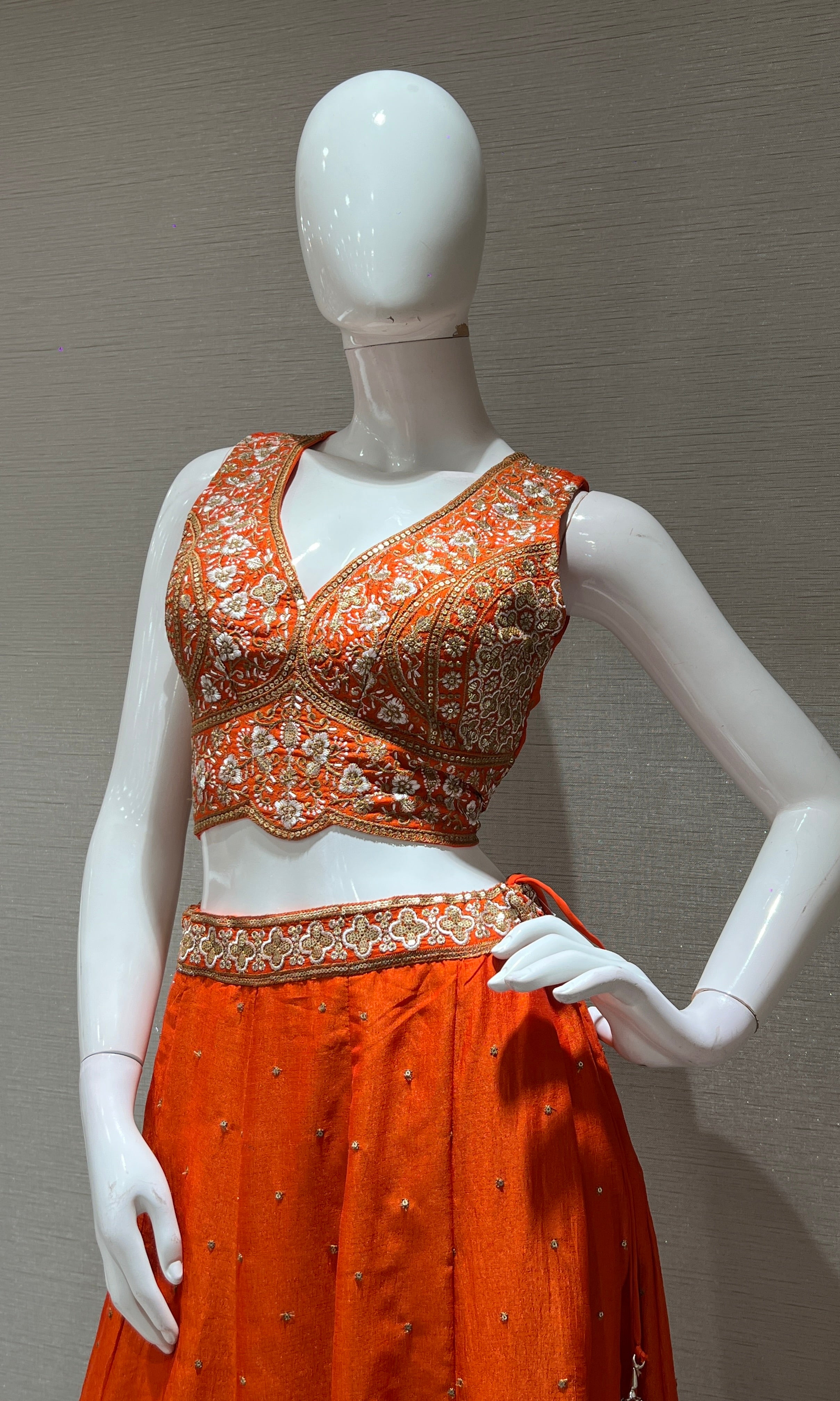 Rust golden embroidered Lehenga