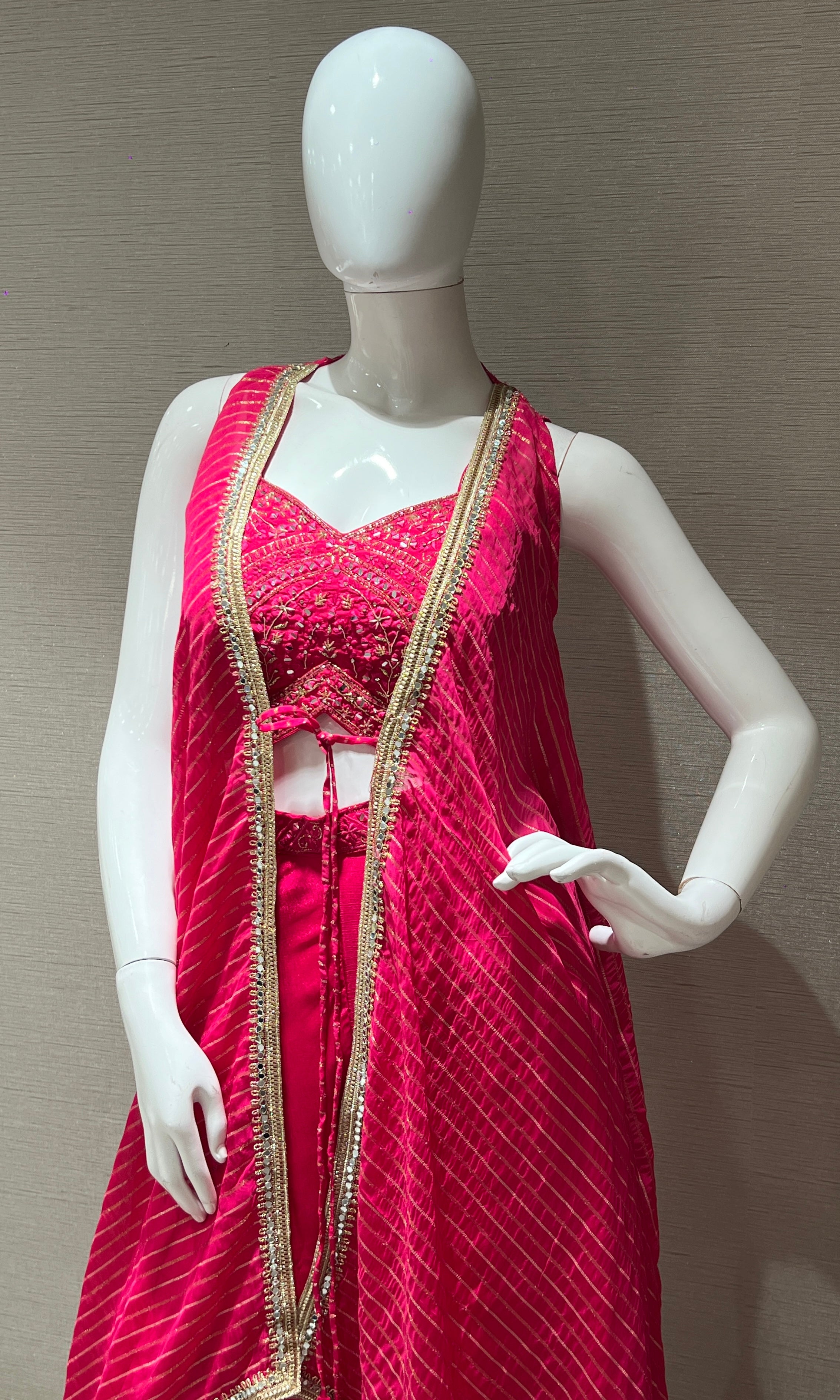 Pink palazzo with cape