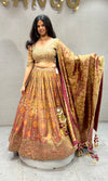 Golden Terracotta banarasi Silk Lehenga with dupatta